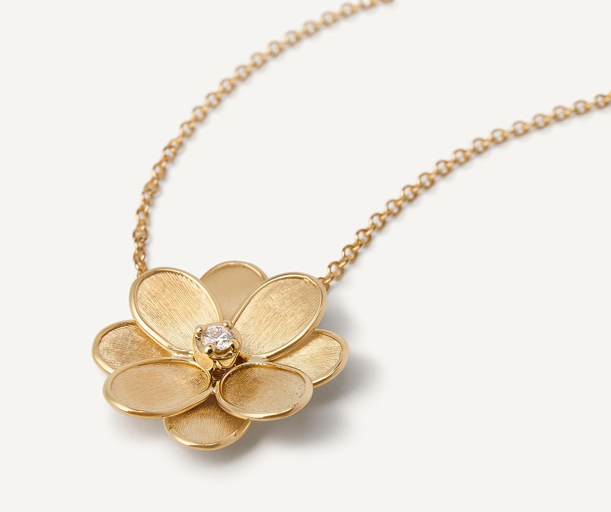 18K Yellow Gold Flower Pendant Necklace, 16.5"-18" - Image 4