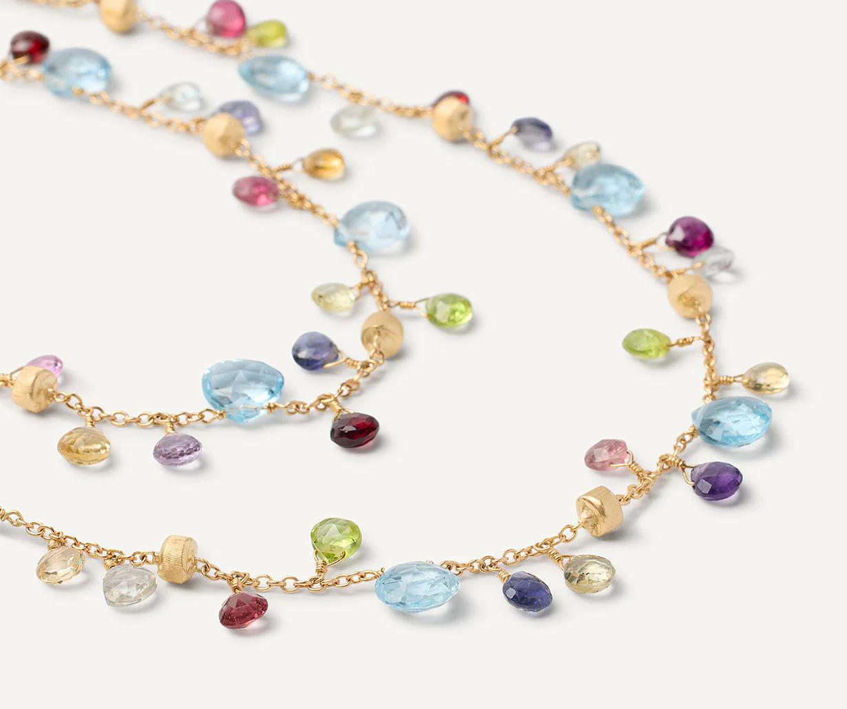 18K Yellow Gold Gemstone Necklace, Blue Topaz Accents 36" - Image 3
