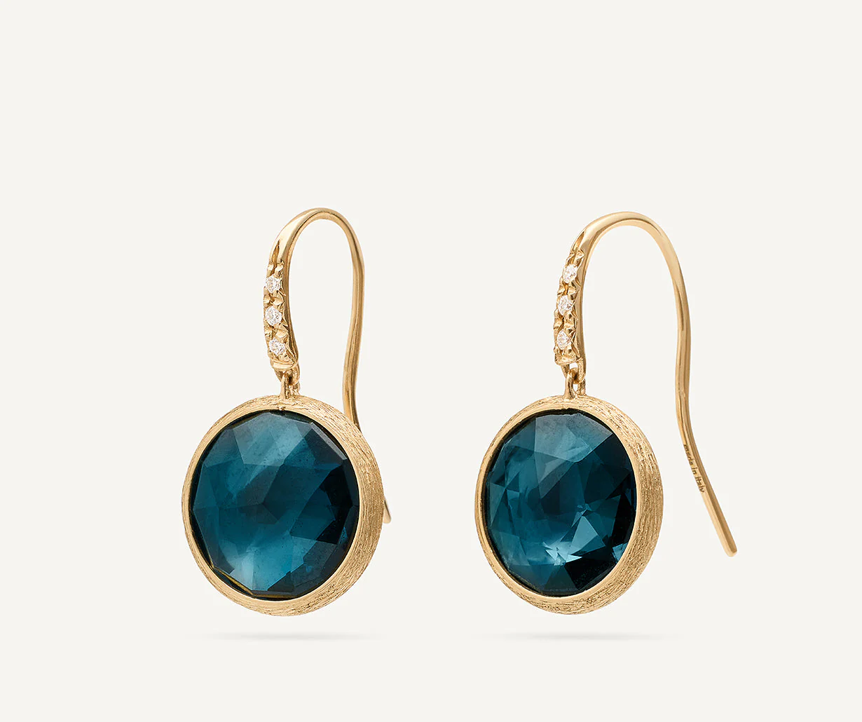 18K Yellow Gold Gemstone Earrings with Diamonds, 0.85" - Image 10