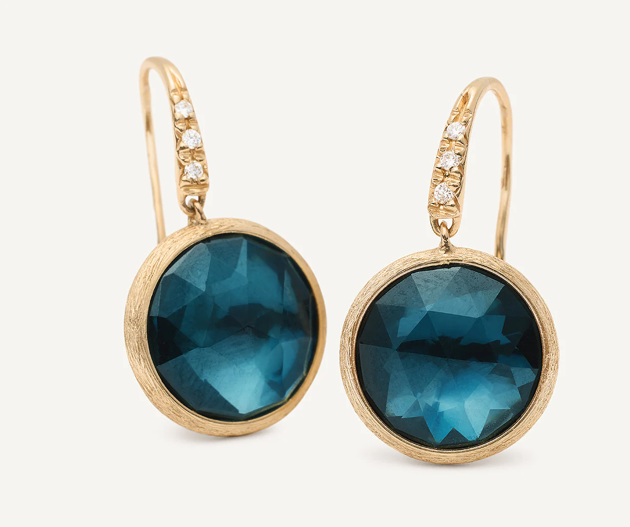 18K Yellow Gold Gemstone Earrings with Diamonds, 0.85" - Image 12