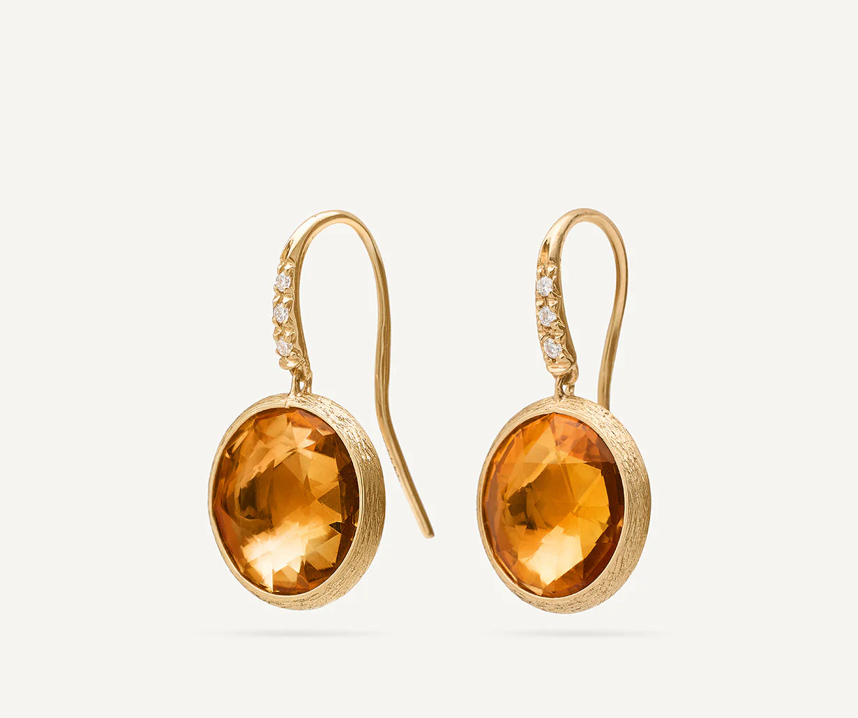 18K Yellow Gold Gemstone Earrings with Diamonds, 0.85" - Image 4
