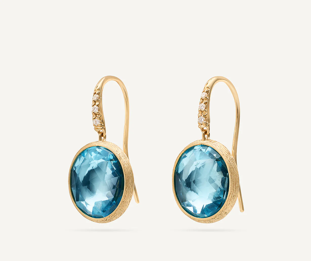 18K Yellow Gold Gemstone Earrings with Diamonds, 0.85" - Image 7