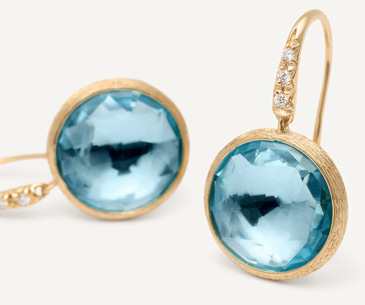 18K Yellow Gold Gemstone Earrings with Diamonds, 0.85" - Image 9