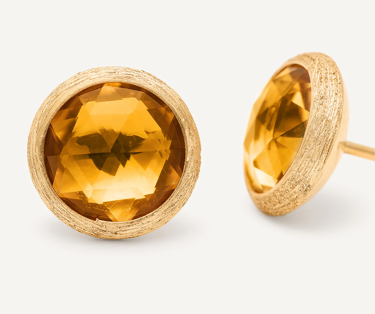 18K Yellow Gold Gemstone Stud Earrings, 0.37" - Image 6