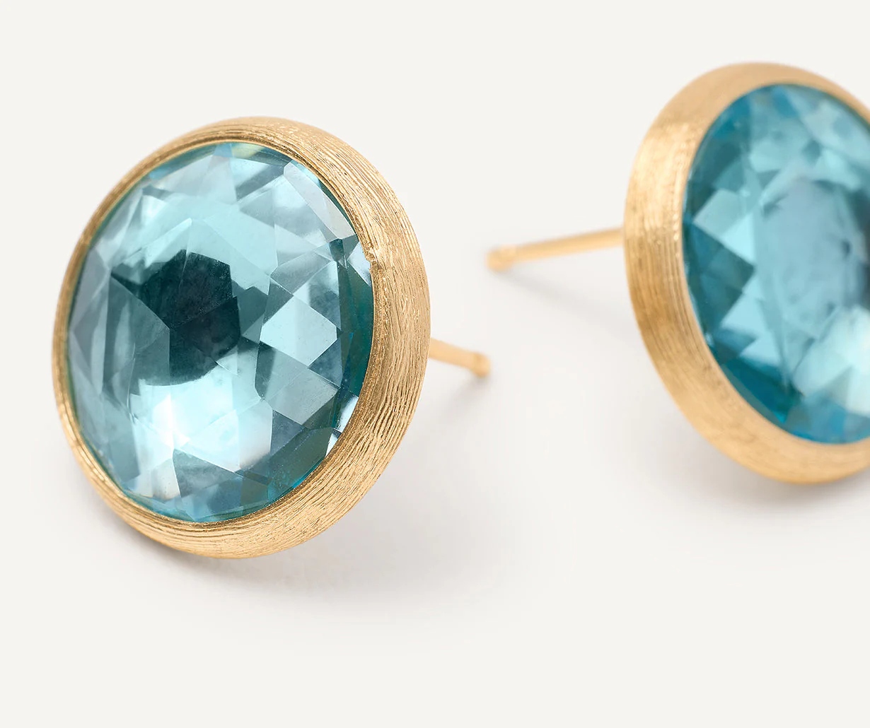 18K Yellow Gold Gemstone Stud Earrings, 0.5" - Image 9