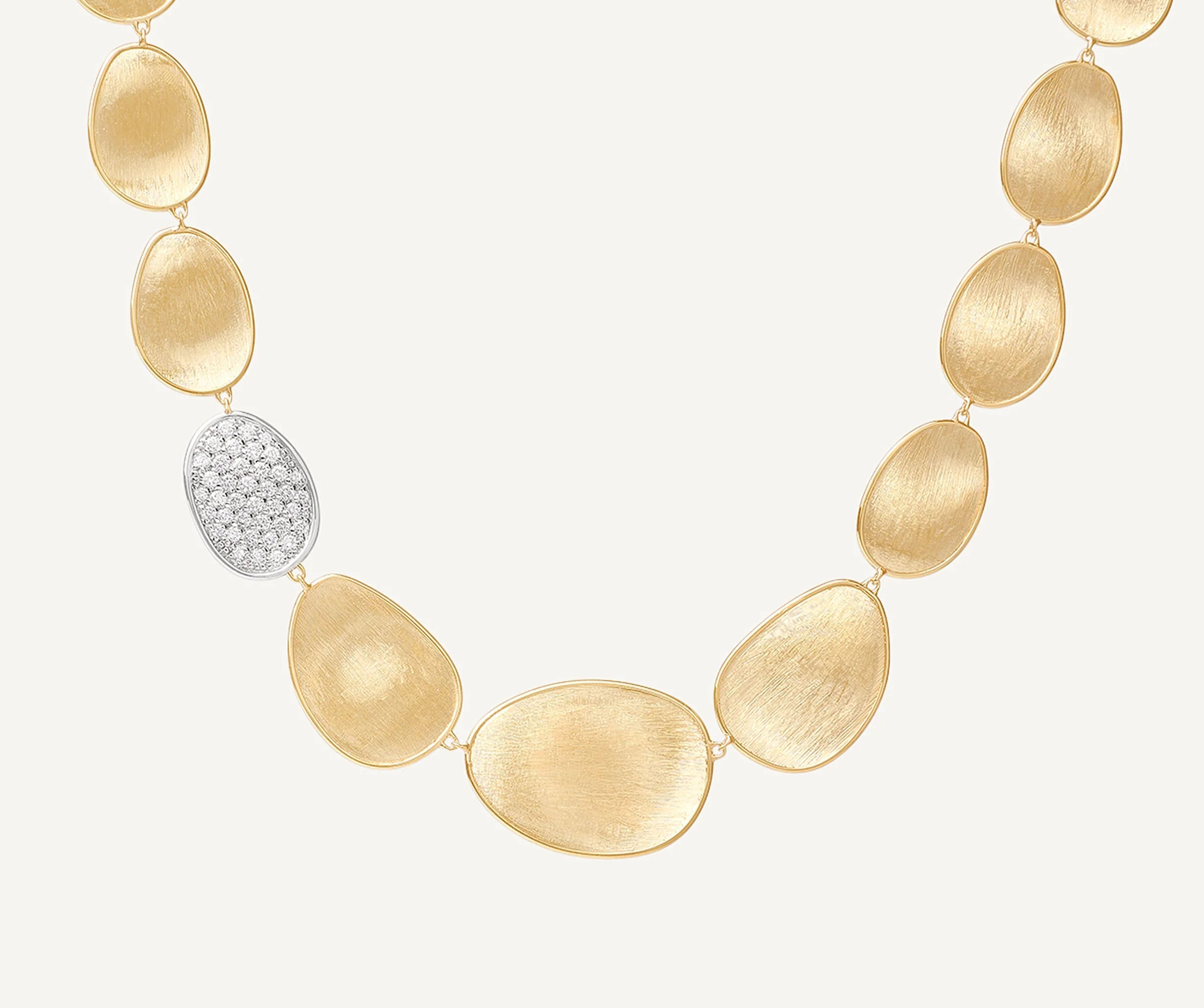 18K Yellow Gold Petal Necklace with Diamond Station, 16.5" - Image 3