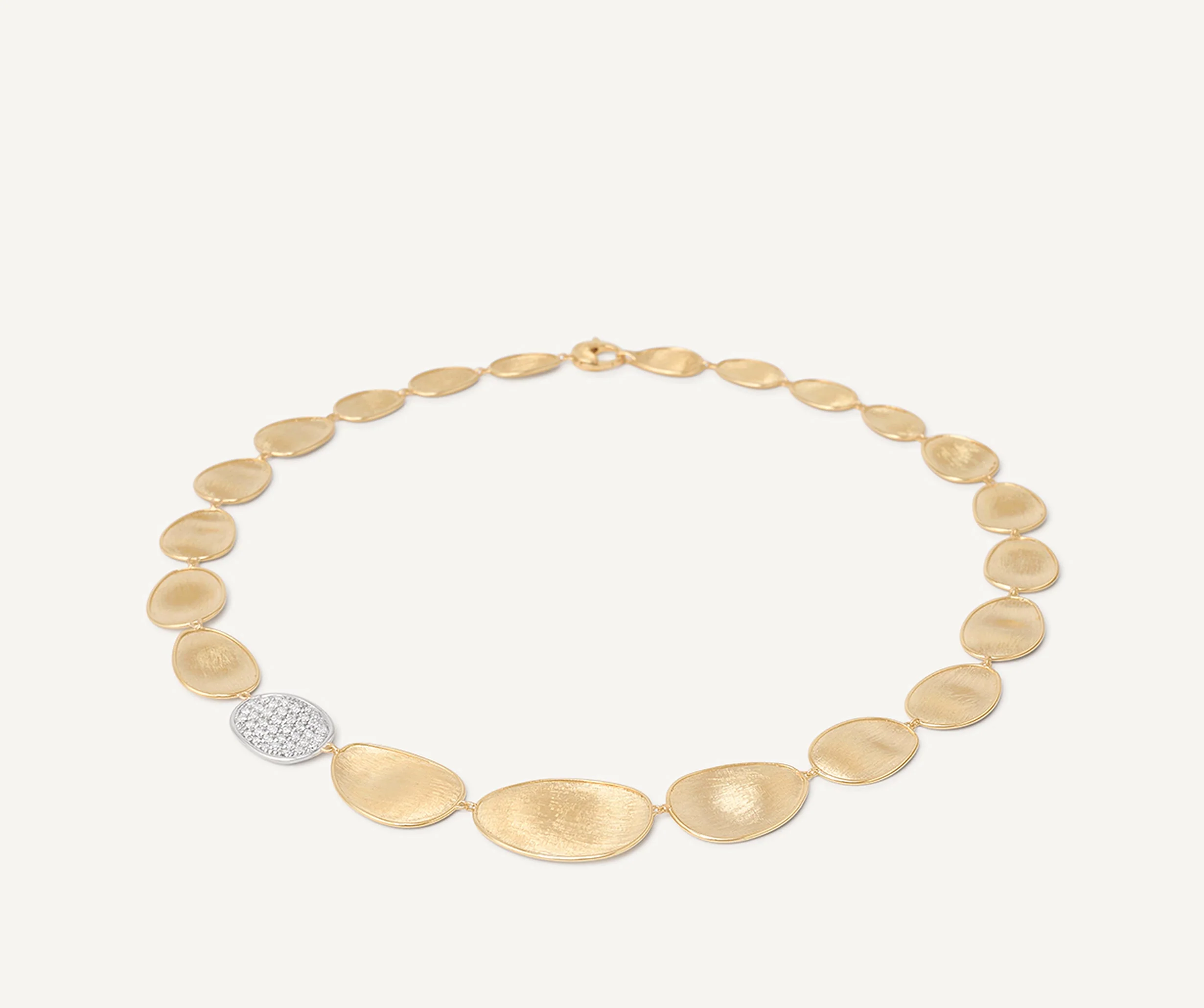 18K Yellow Gold Petal Necklace with Diamond Station, 16.5" - Image 4