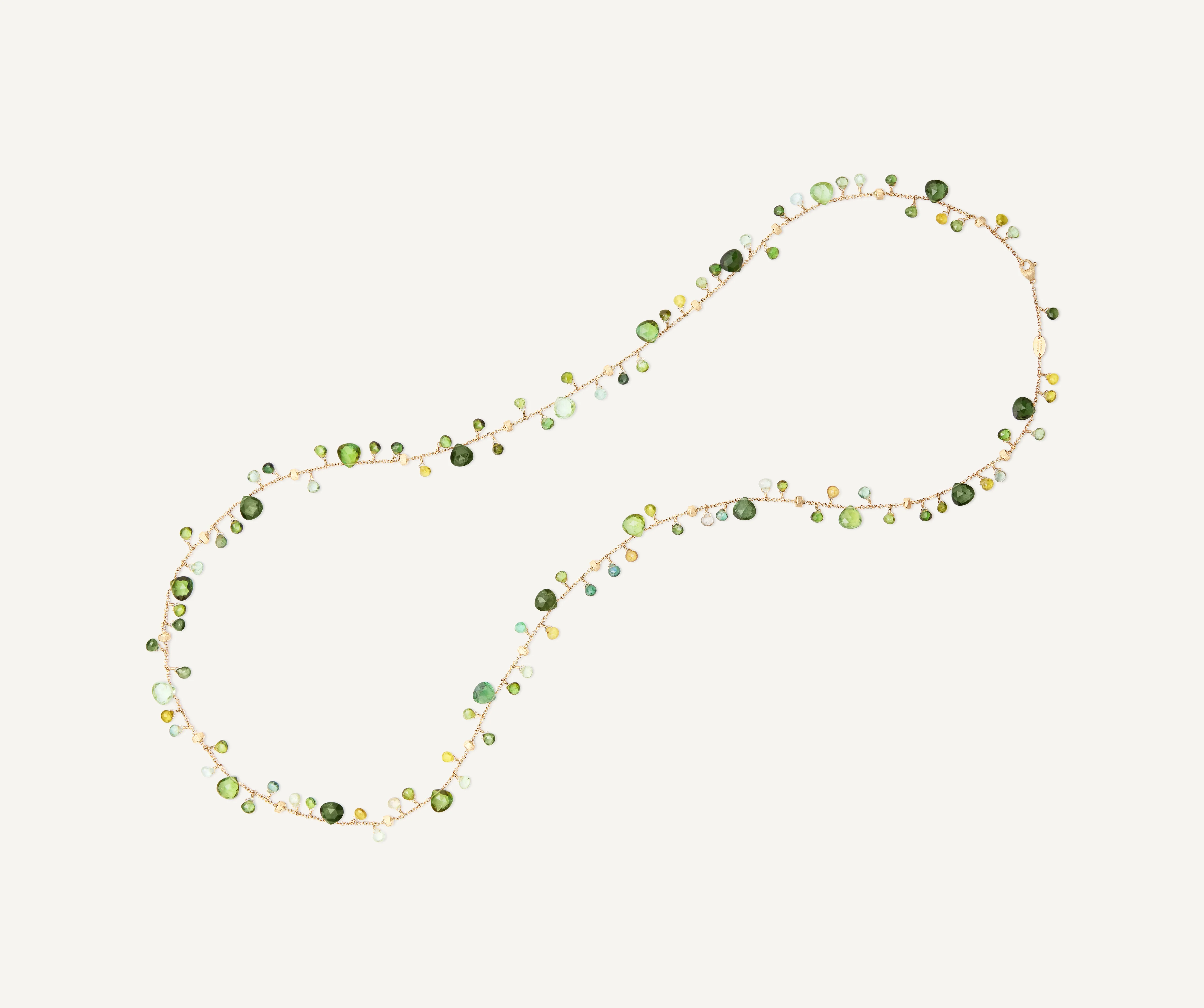 18K Yellow Gold Green Tourmaline Necklace, 36"