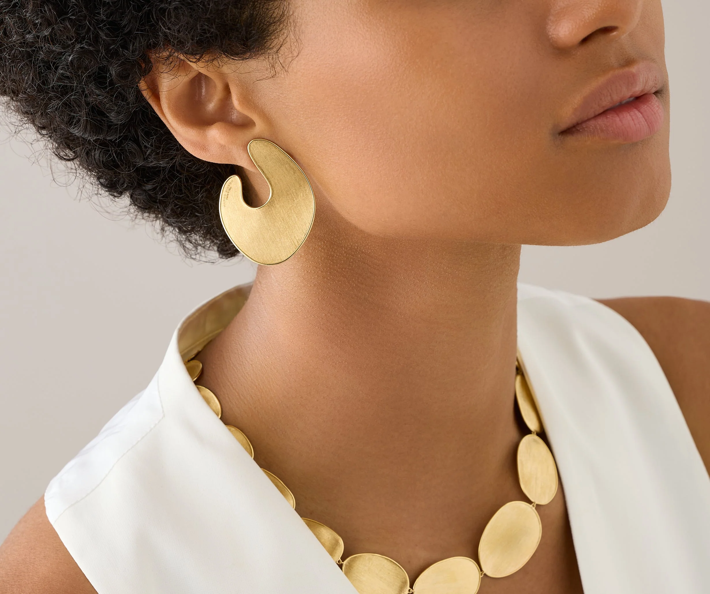 18K Yellow Gold Wrap Earrings, 1.7" - Image 2