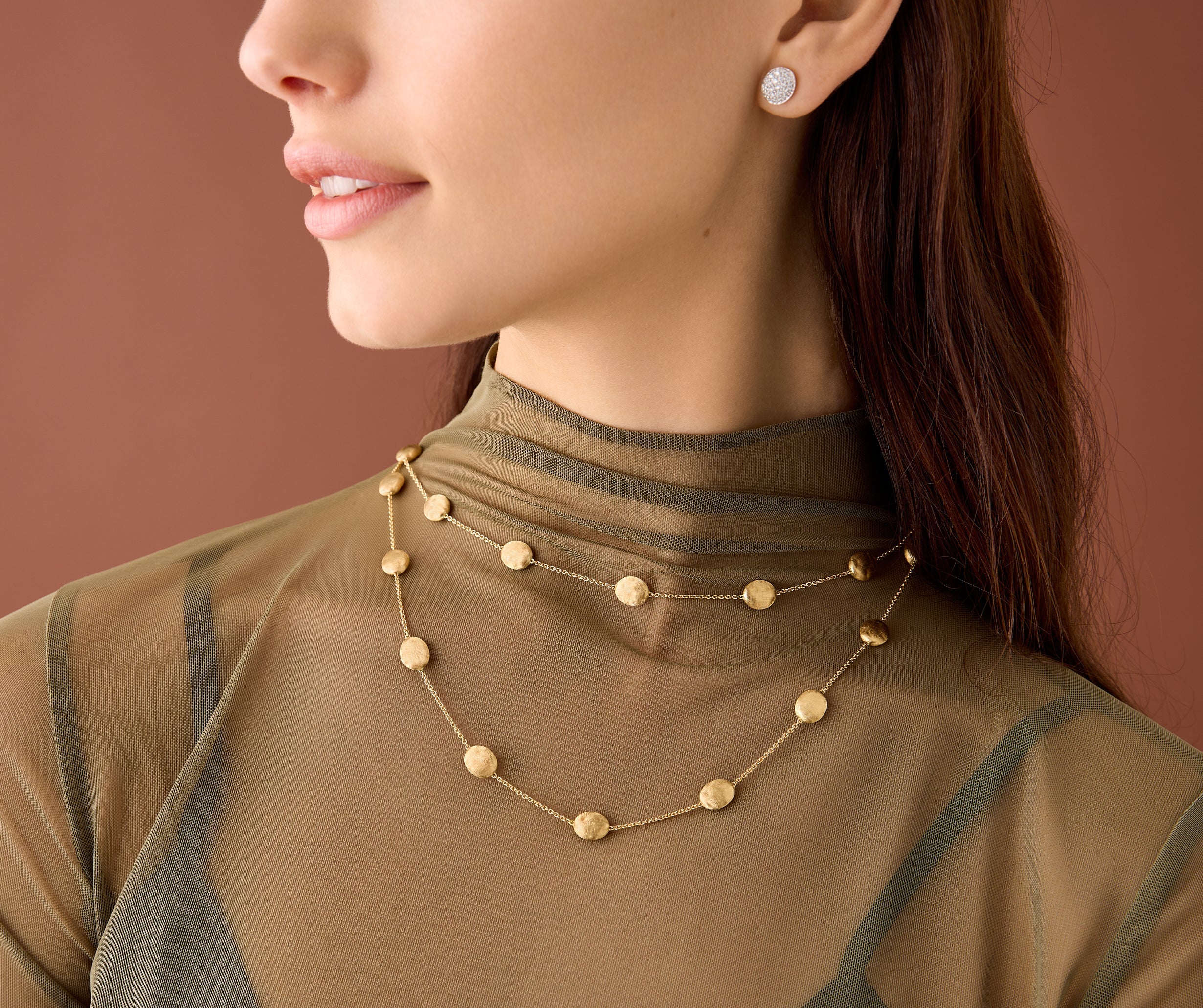 18K Yellow Gold Large Bean Necklace, 36" - Image 3