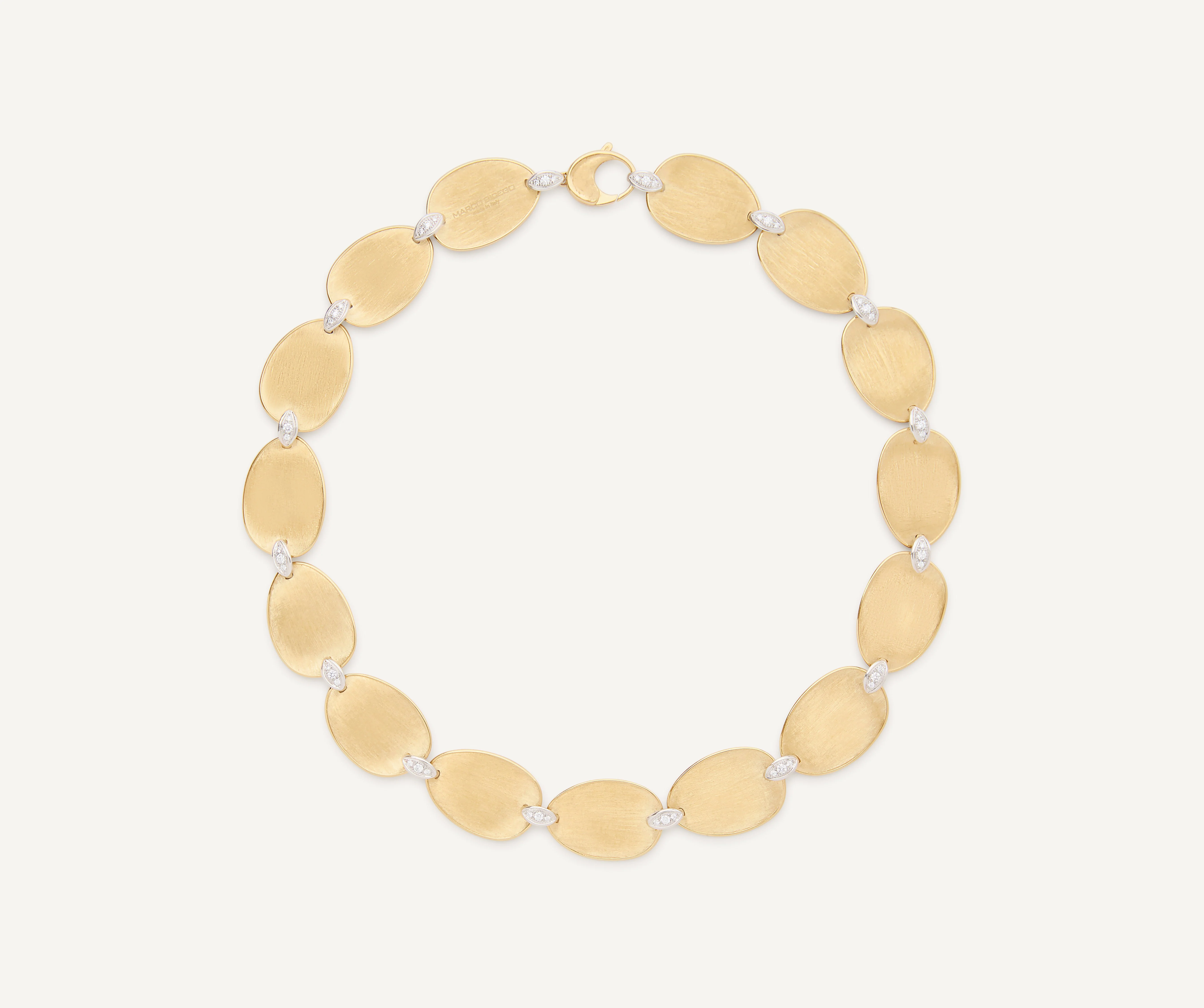 18K Yellow Gold Large Petal Necklace with Diamonds, 17.75"