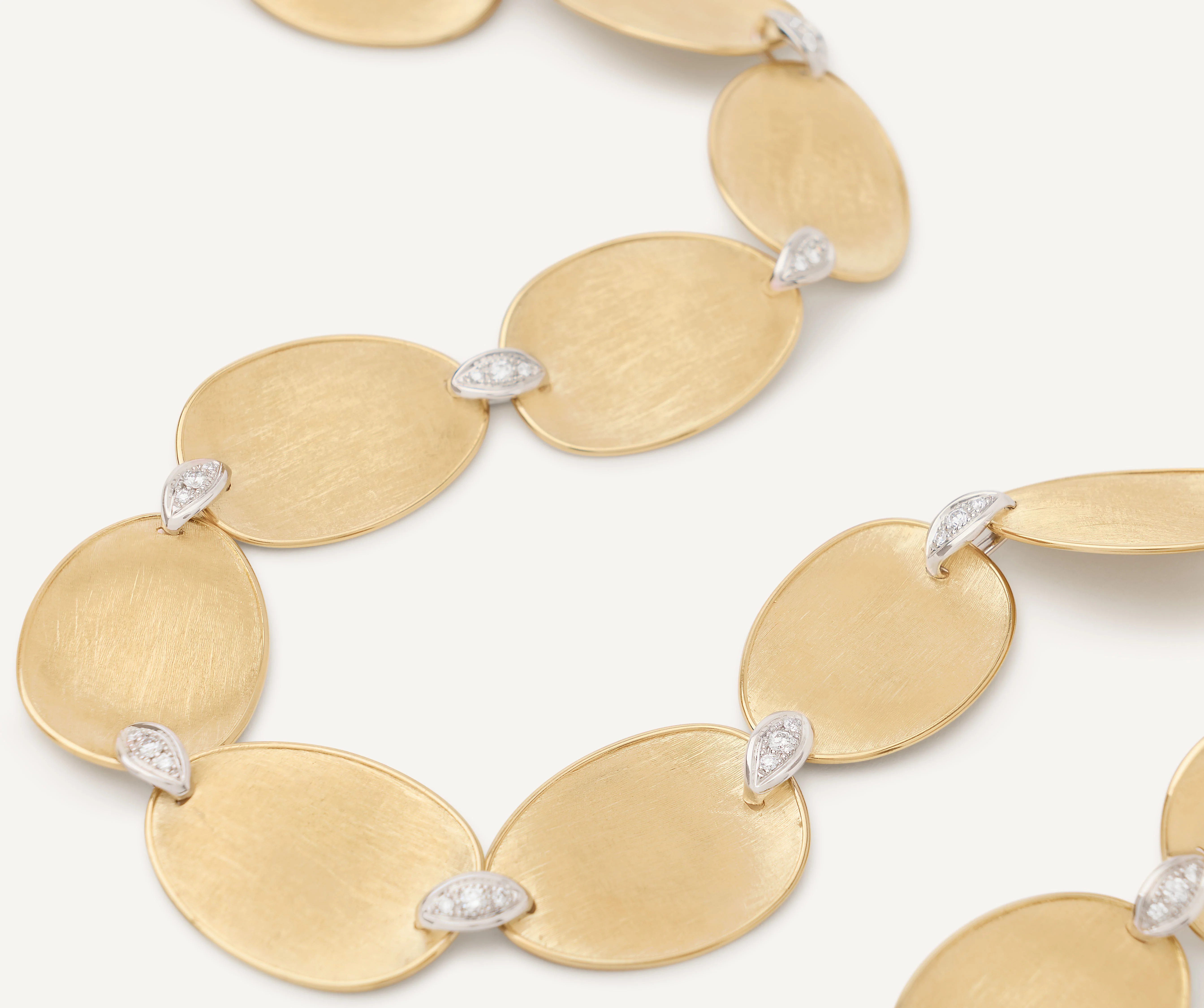 18K Yellow Gold Large Petal Necklace with Diamonds, 17.75" - Image 3
