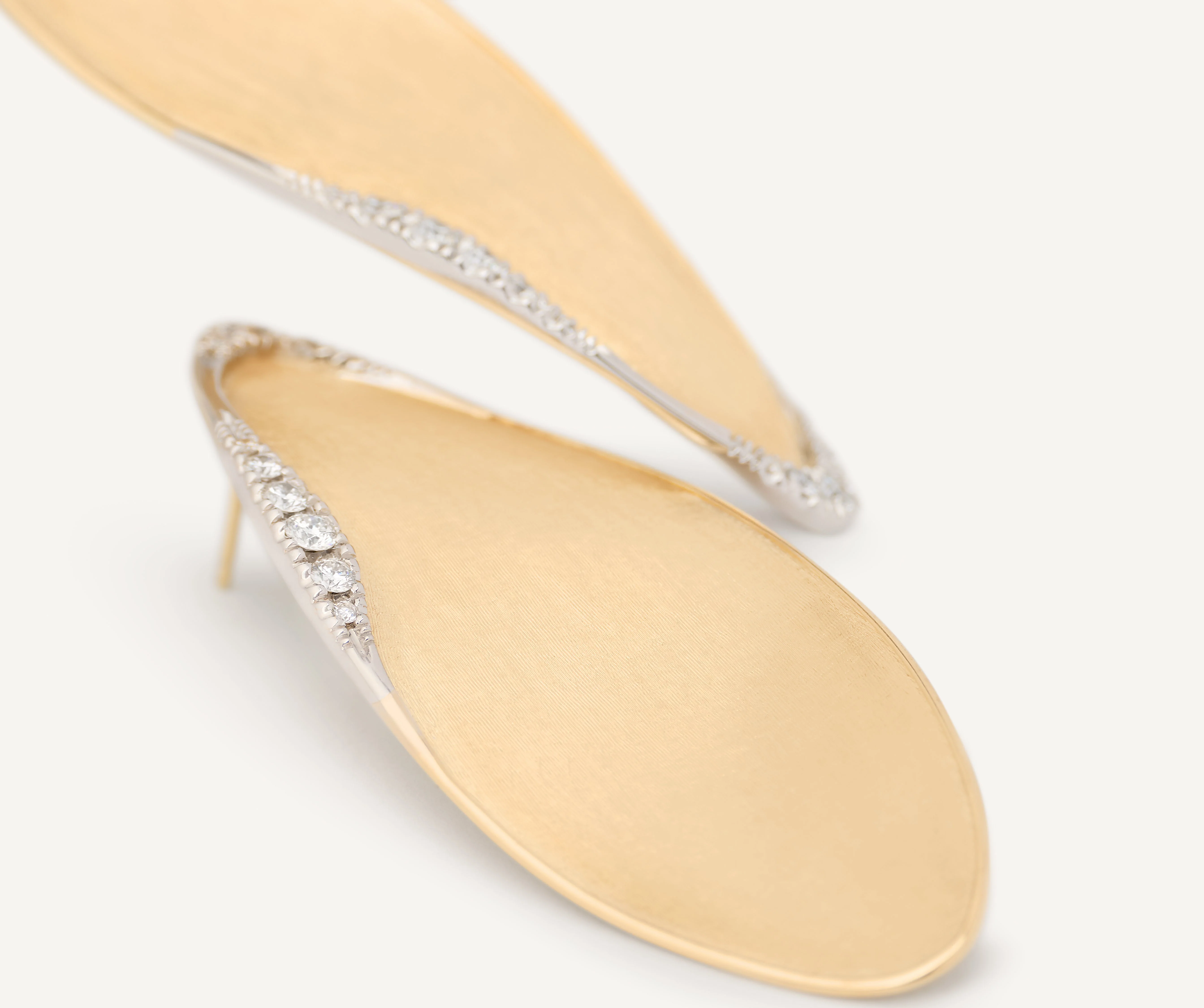 18K Yellow Gold Petal Stud with Diamonds, 2.3" - Image 3