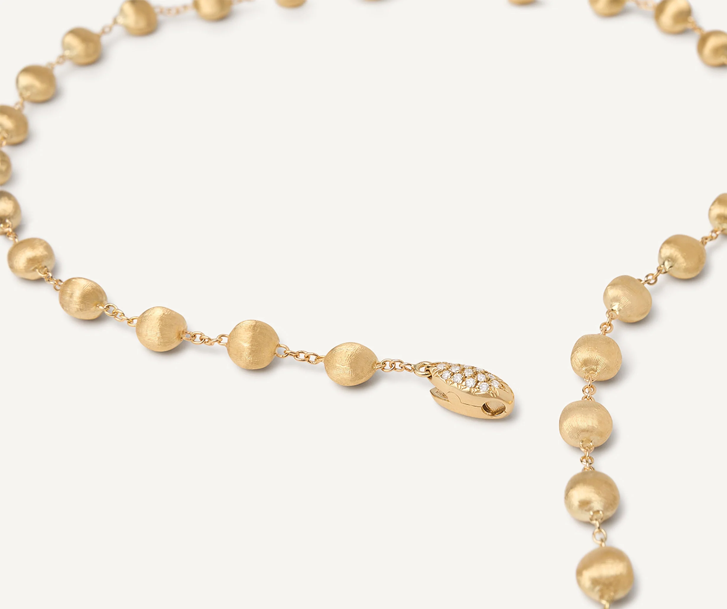 18K Yellow Gold Bead Lariat with Diamond Clasp, 19.75" - Image 3