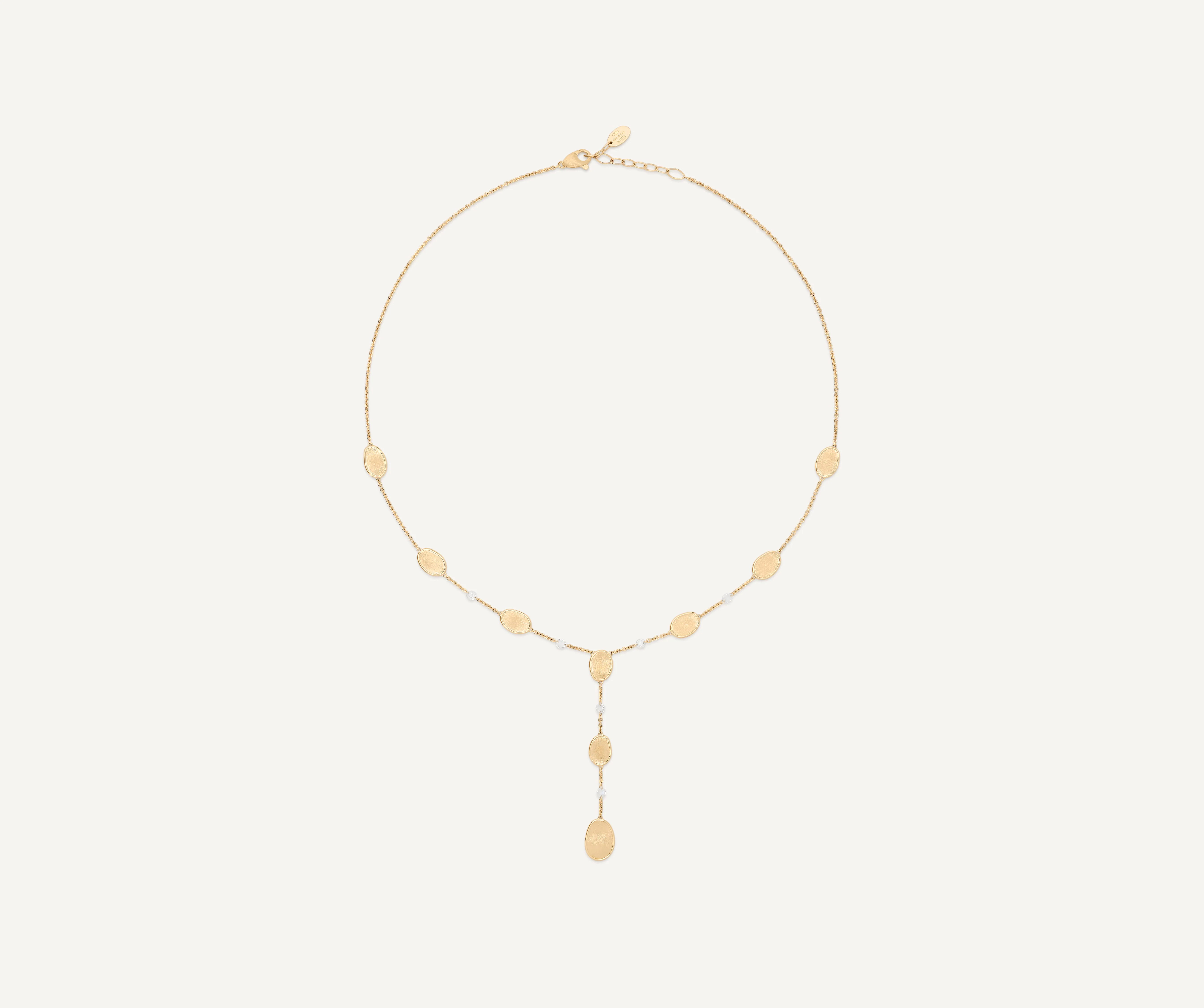 18K Yellow Gold Petal Lariat with Diamonds, 16.5"-18"