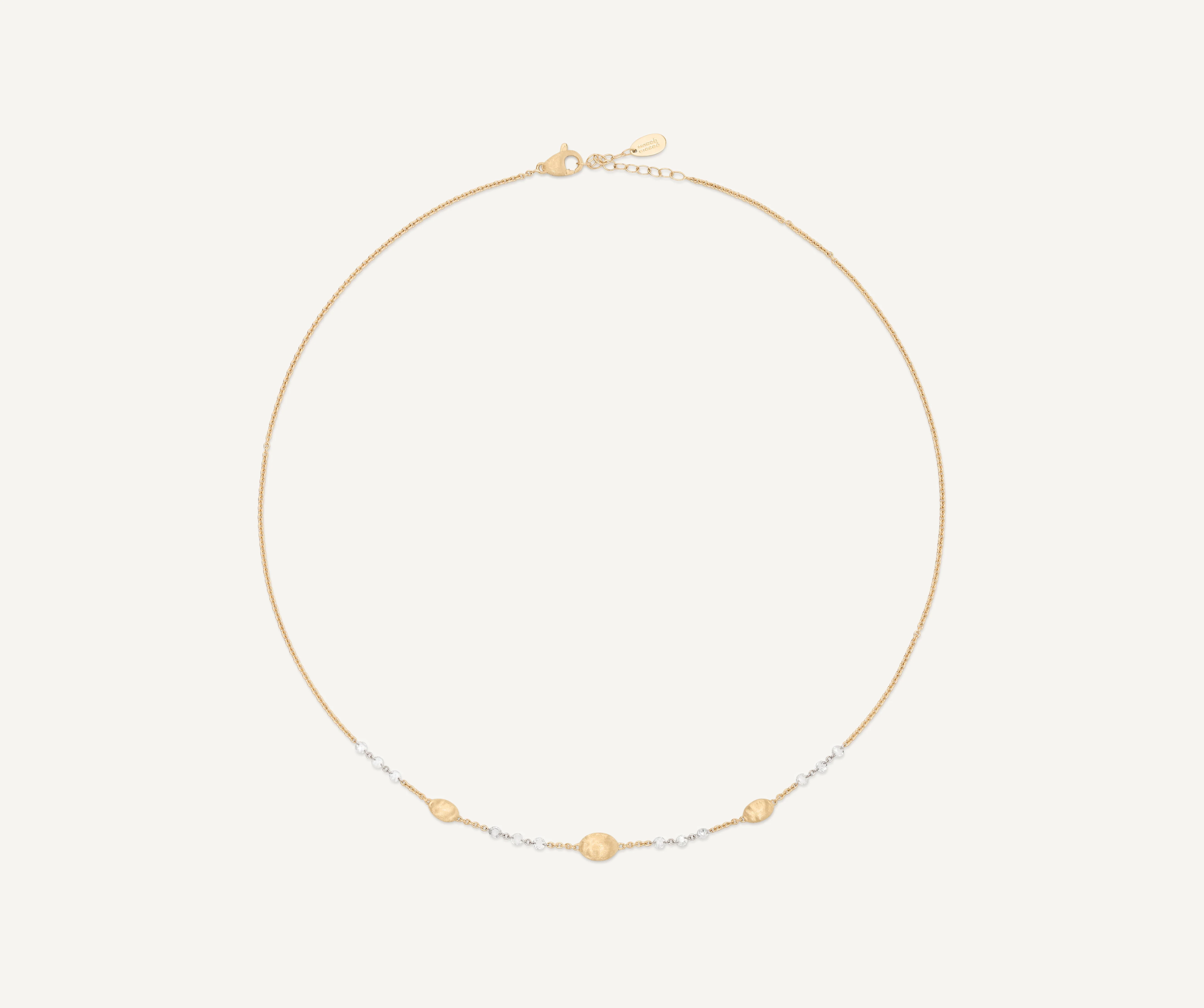 18K Yellow Gold Halfsie Necklace with Diamonds, 16.5"-18"