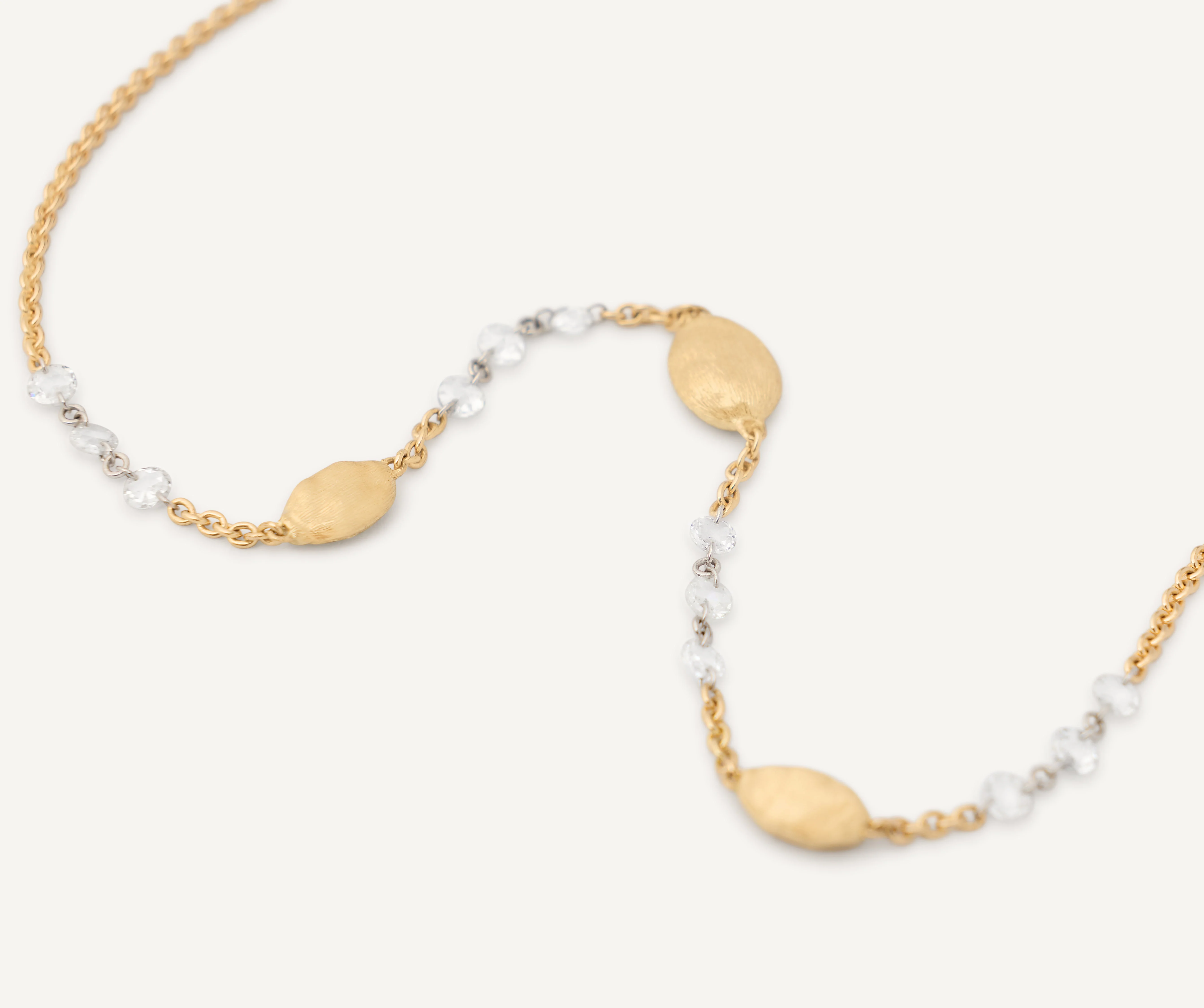 18K Yellow Gold Halfsie Necklace with Diamonds, 16.5"-18" - Image 3