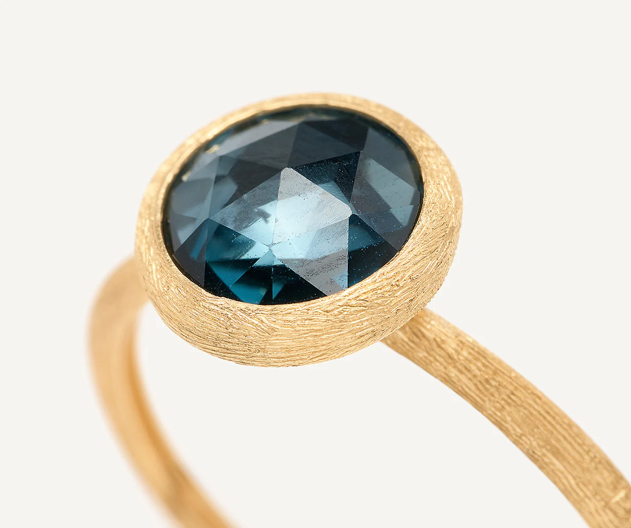 18K Yellow Gold London Blue Topaz Stackable Ring - Image 3