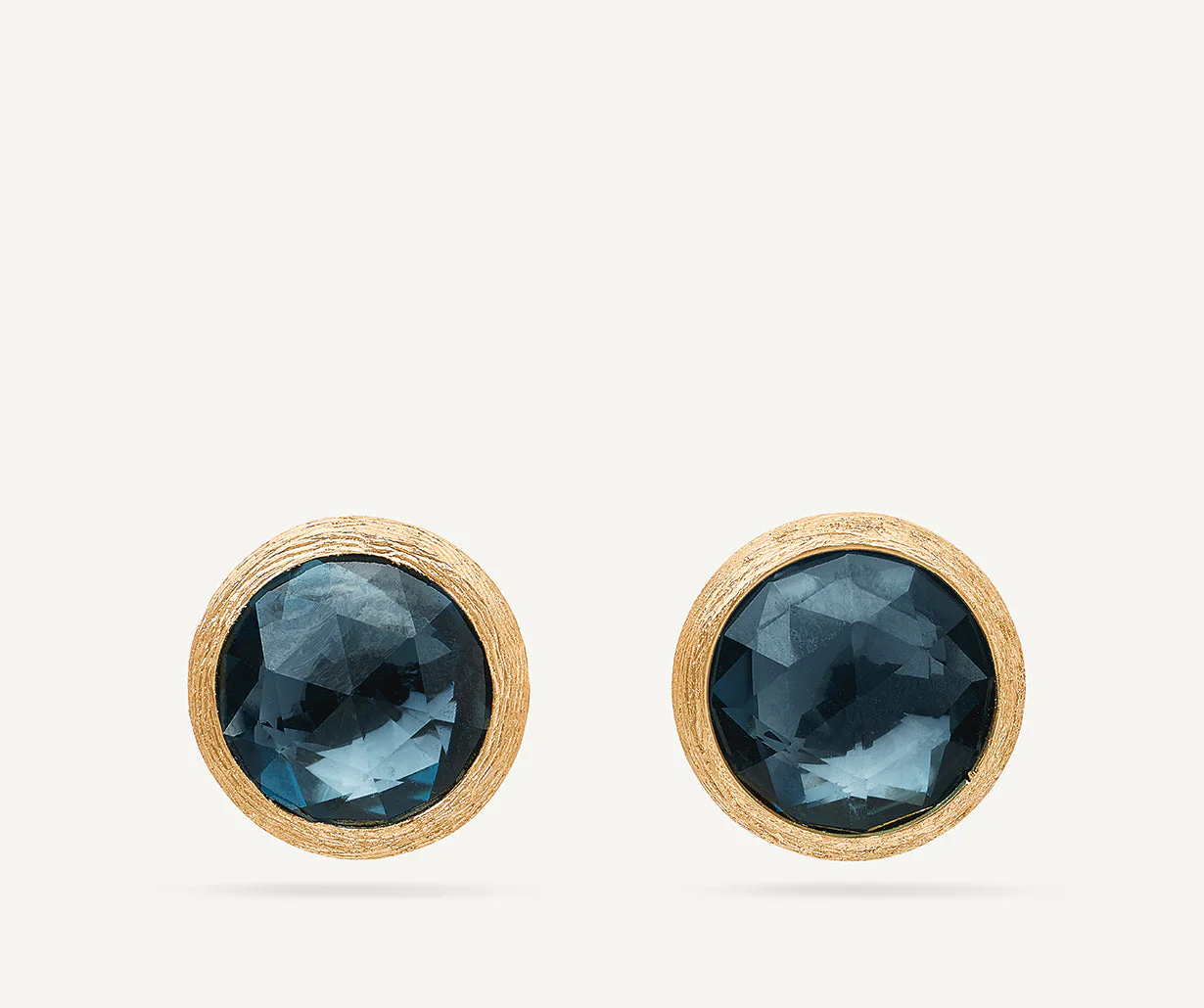 18K Yellow Gold London Blue Topaz Stud Earrings, 0.37"