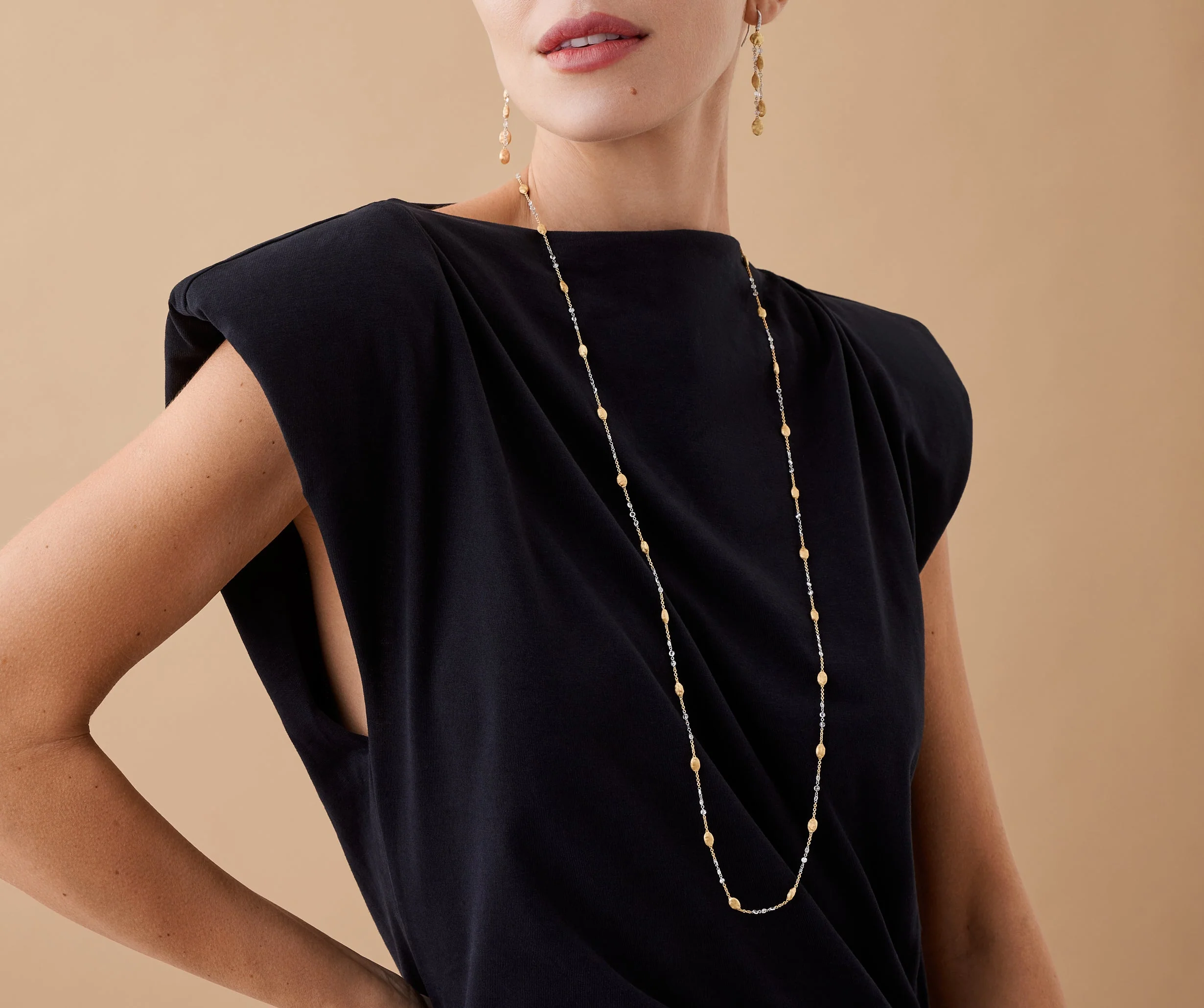 18K Yellow Gold Necklace with Diamonds, 36.5" - Image 2
