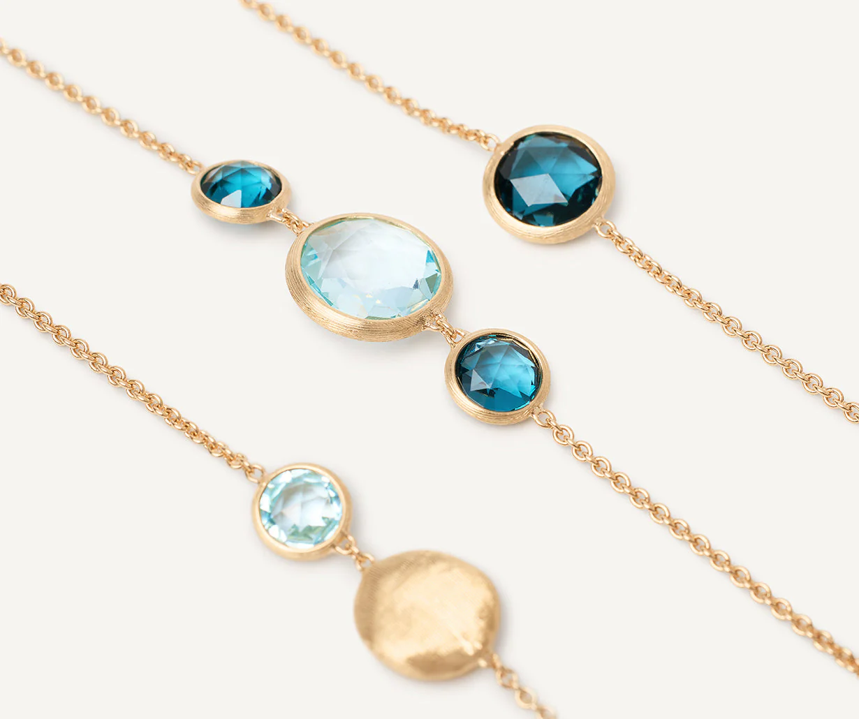 18K Yellow Gold Mixed Blue Topaz Necklace, 36" - Image 3