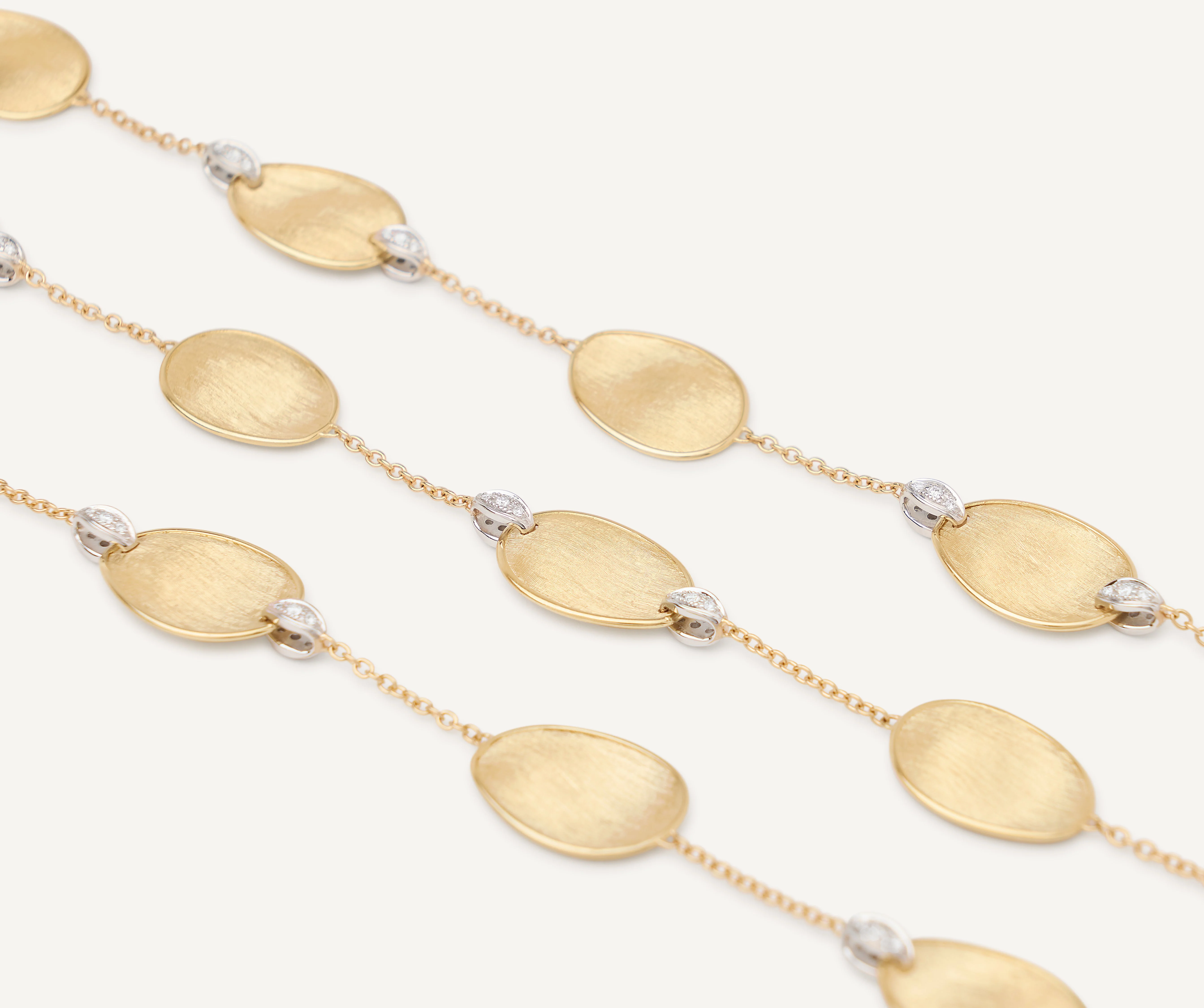 18K Yellow Gold Petal Necklace with Diamonds, 36" - Image 3