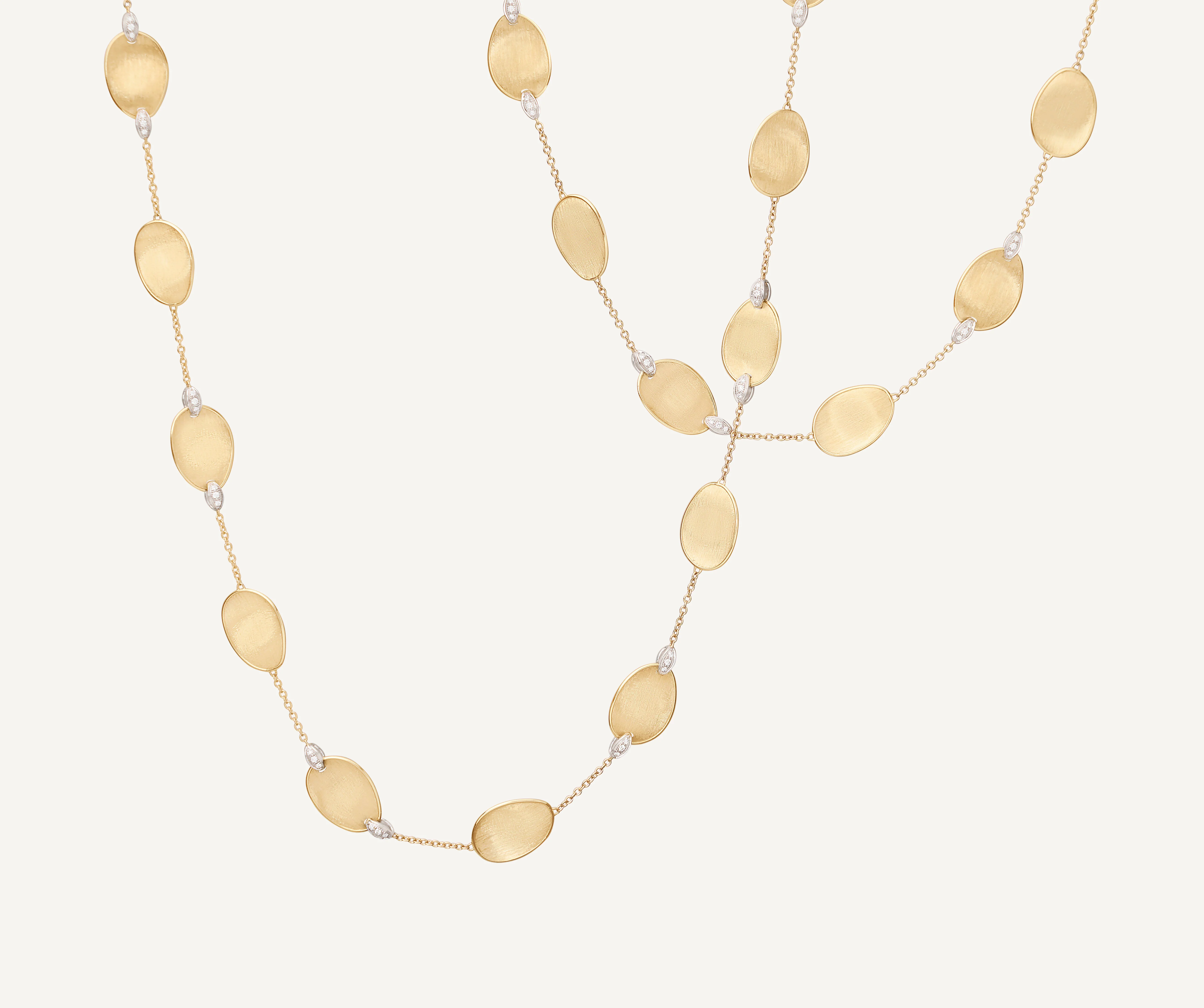 18K Yellow Gold Petal Necklace with Diamonds, 36" - Image 4