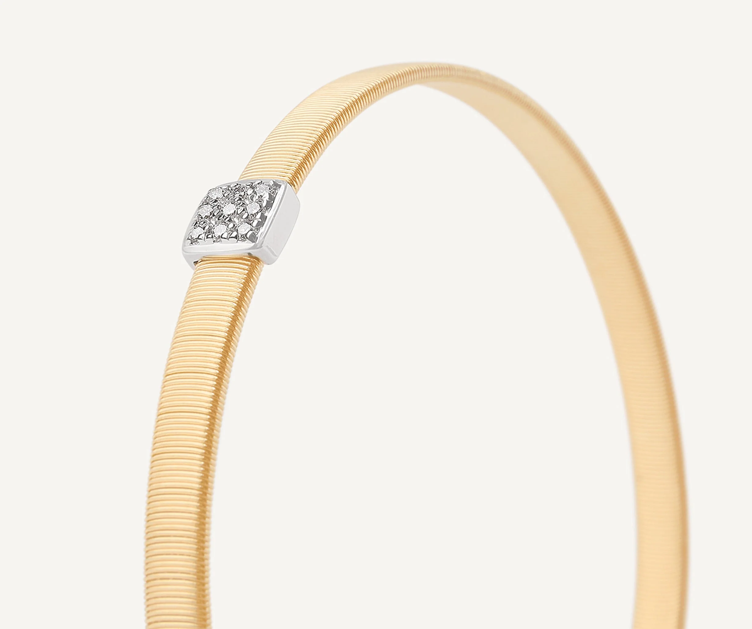 18K Yellow Gold Coil Bangle with Diamonds, 4mm - Image 3