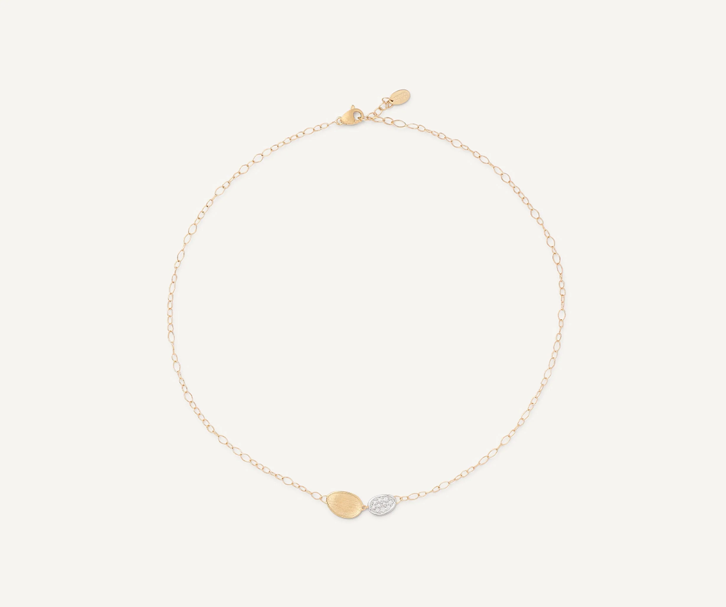 18K Yellow Gold Petal Pendant Necklace with Diamonds, 16.5"-18" - Image 3