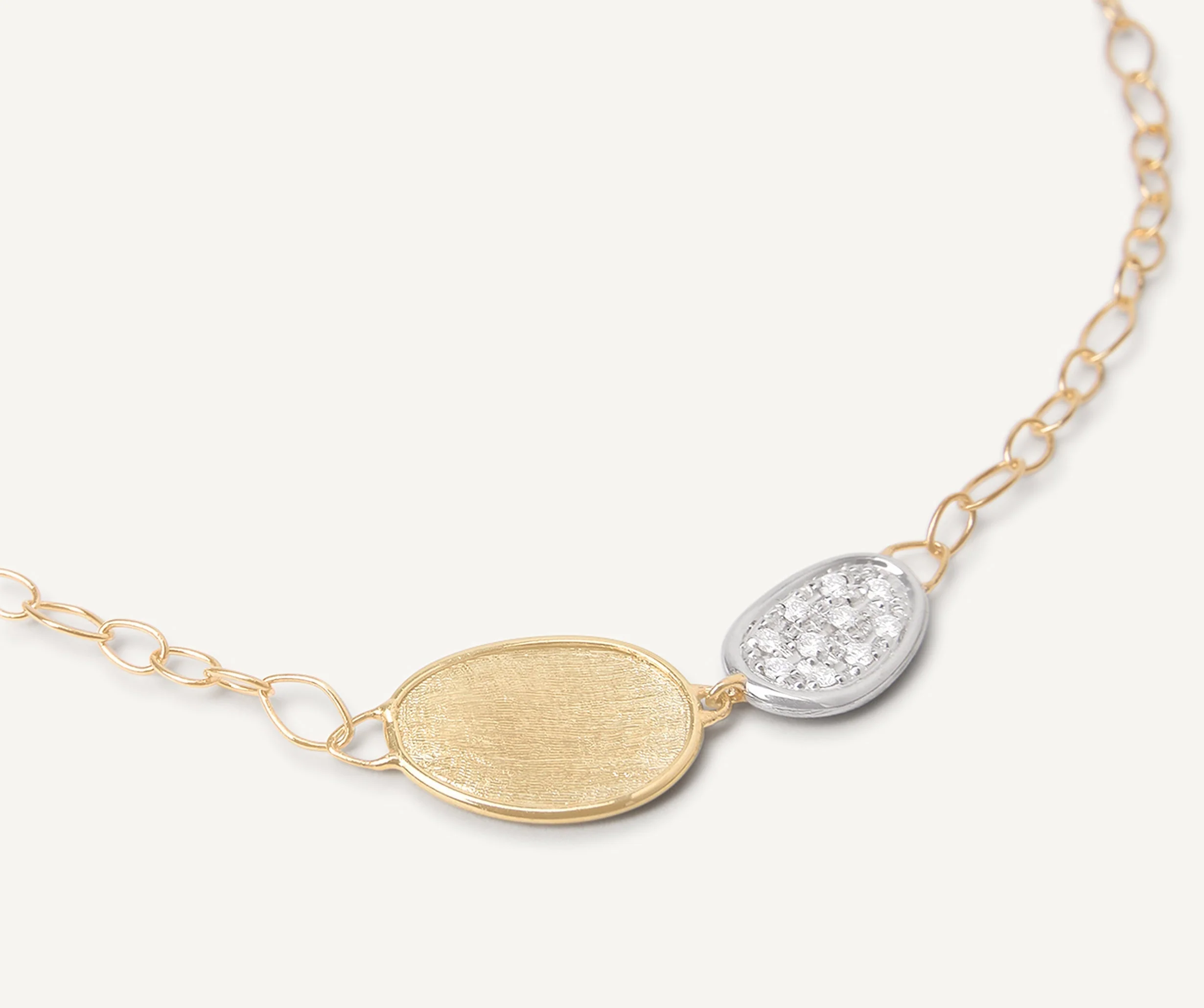 18K Yellow Gold Petal Pendant Necklace with Diamonds, 16.5"-18" - Image 4