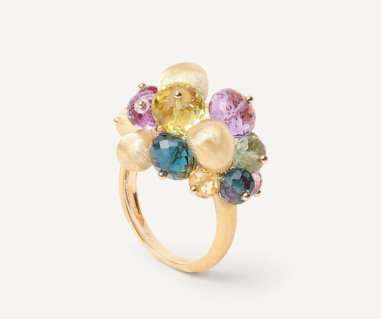 18K Yellow Gold Gemstone Cocktail Ring, Medium