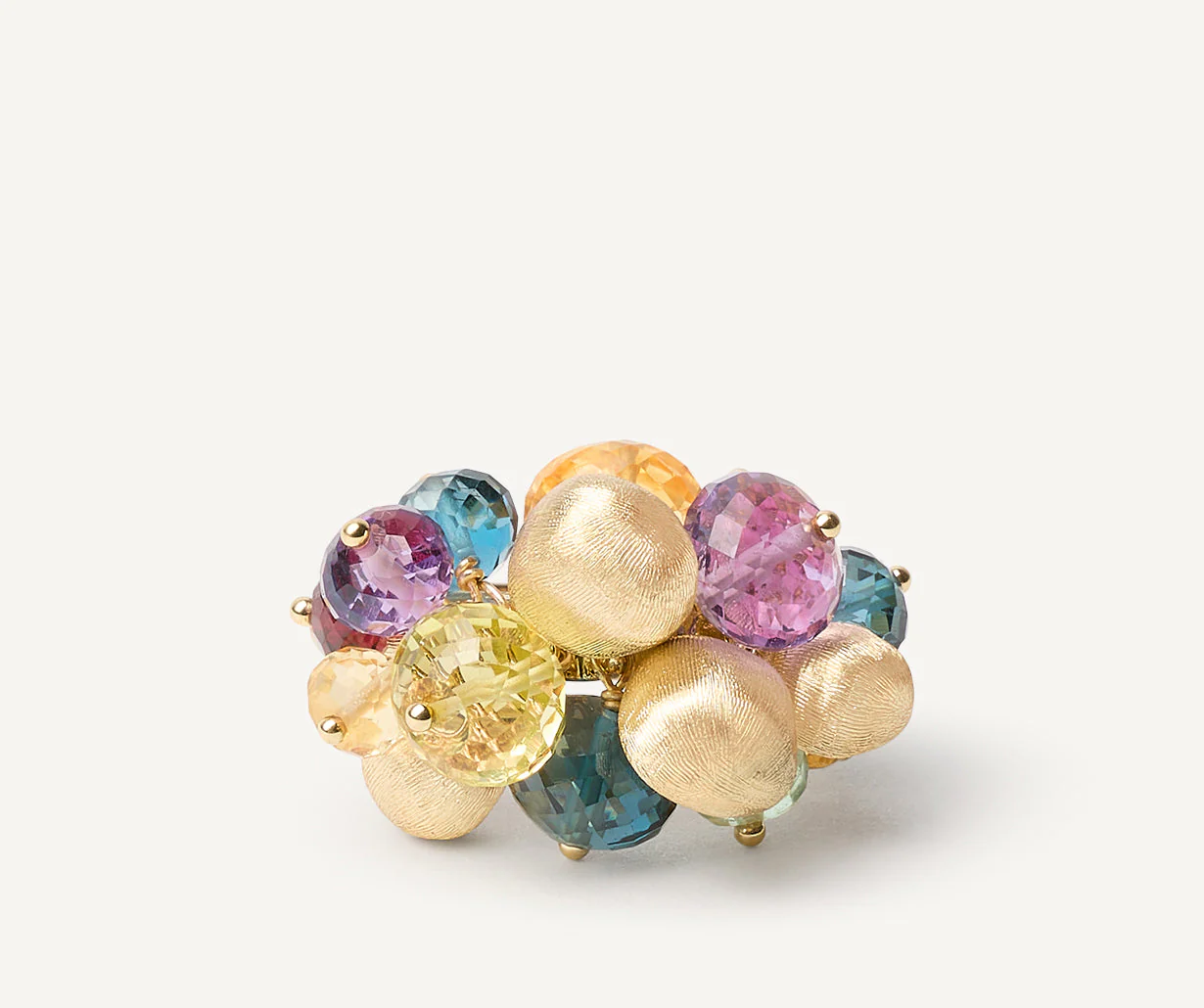18K Yellow Gold Gemstone Cocktail Ring, Medium - Image 3