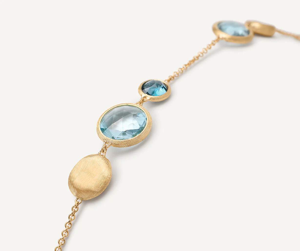 18K Yellow Gold Blue Topaz Bracelet, 7.25" - Image 3