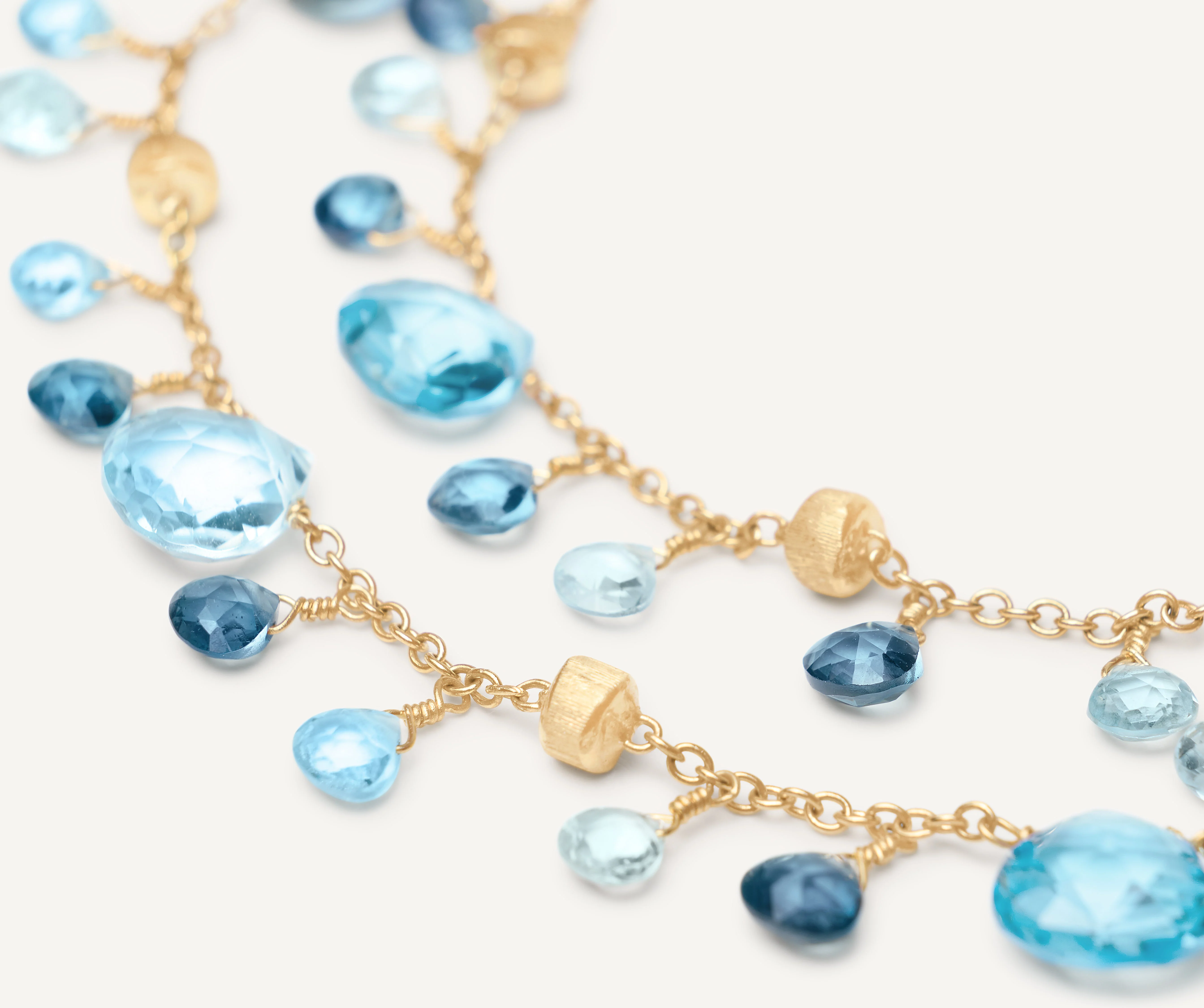 18K Yellow Gold Blue Topaz Two Strand Bracelet, 7.25" - Image 3