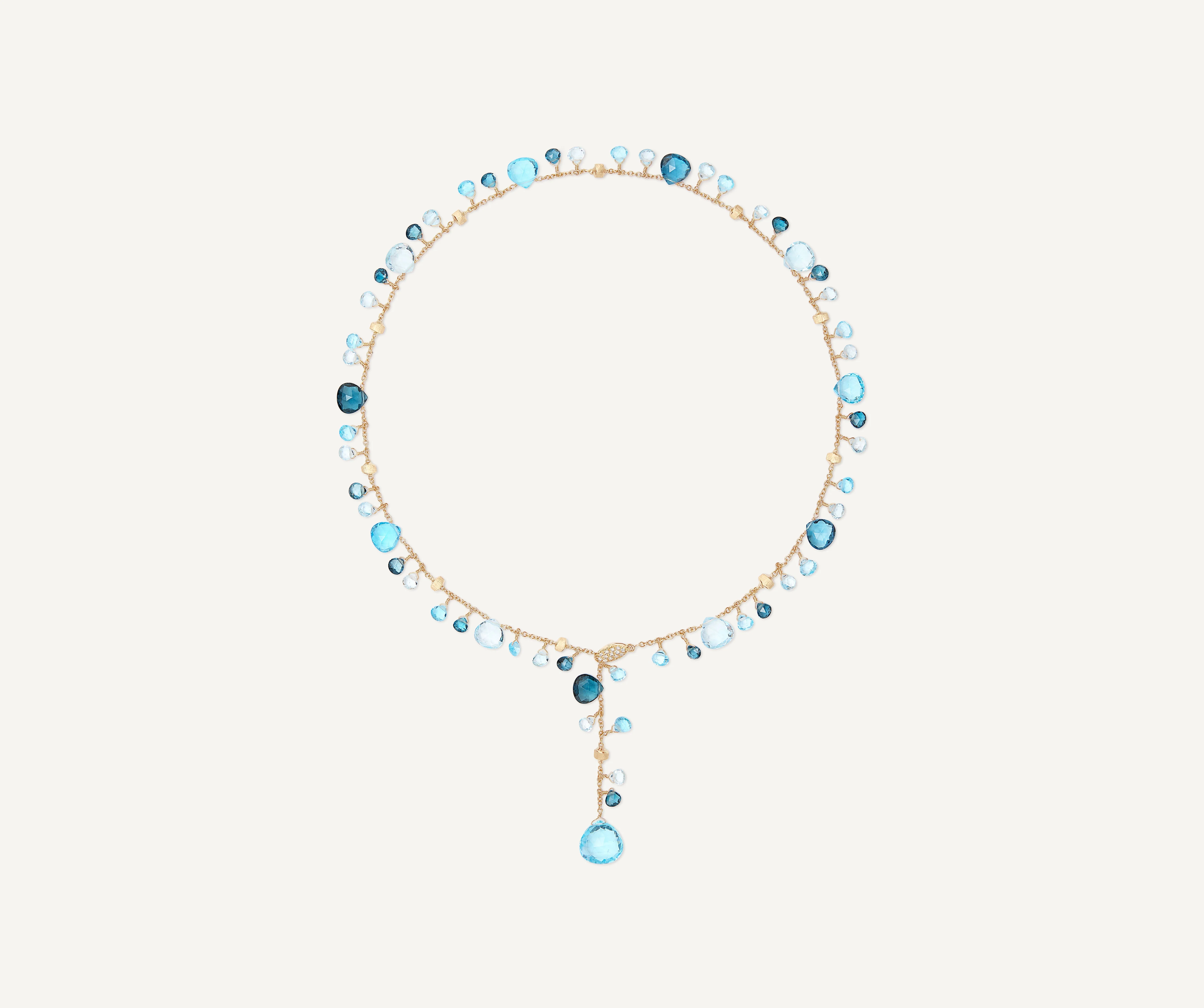 18K Yellow Gold Blue Topaz Lariat with Diamond Clasp, 17.25" - Image 3