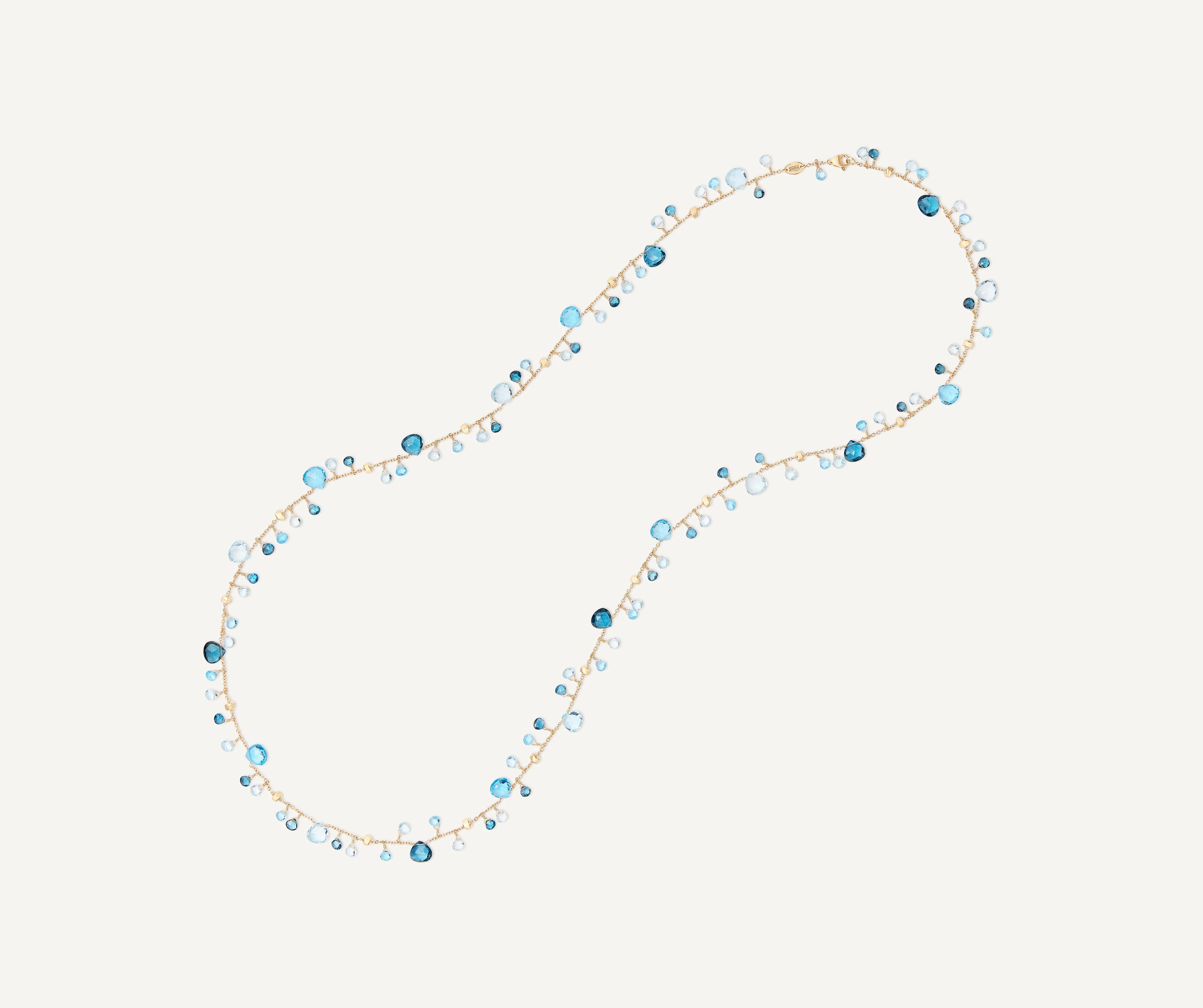 18K Yellow Gold Blue Topaz Necklace, 36"