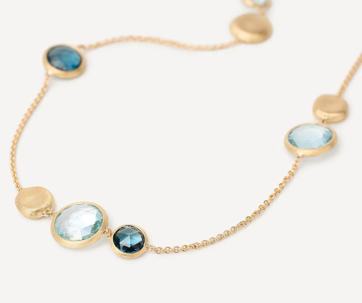 18K Yellow Gold Blue Topaz Necklace, 16.25"-17.75" - Image 3