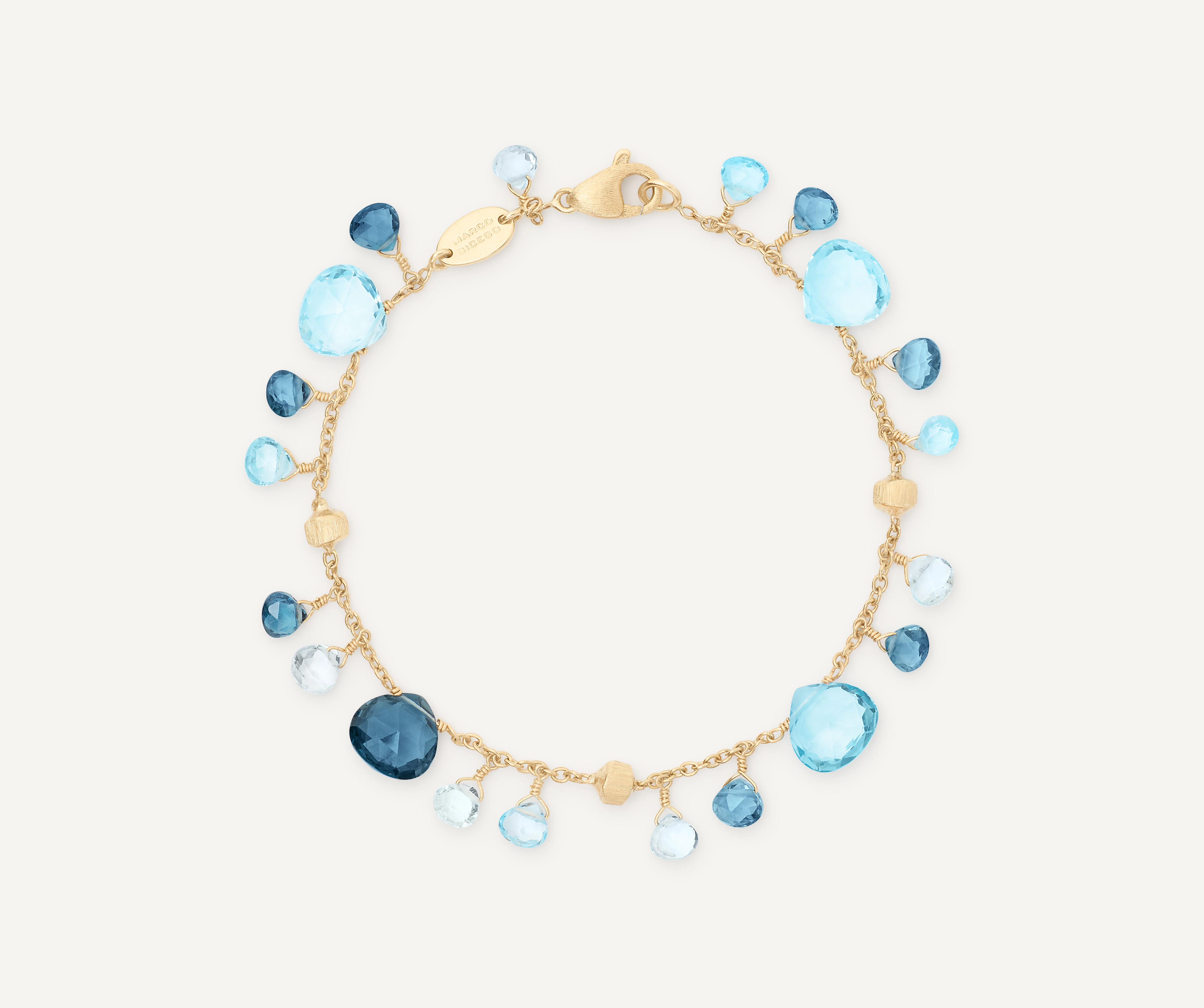 18K Yellow Gold Blue Topaz Bracelet, 7.25"