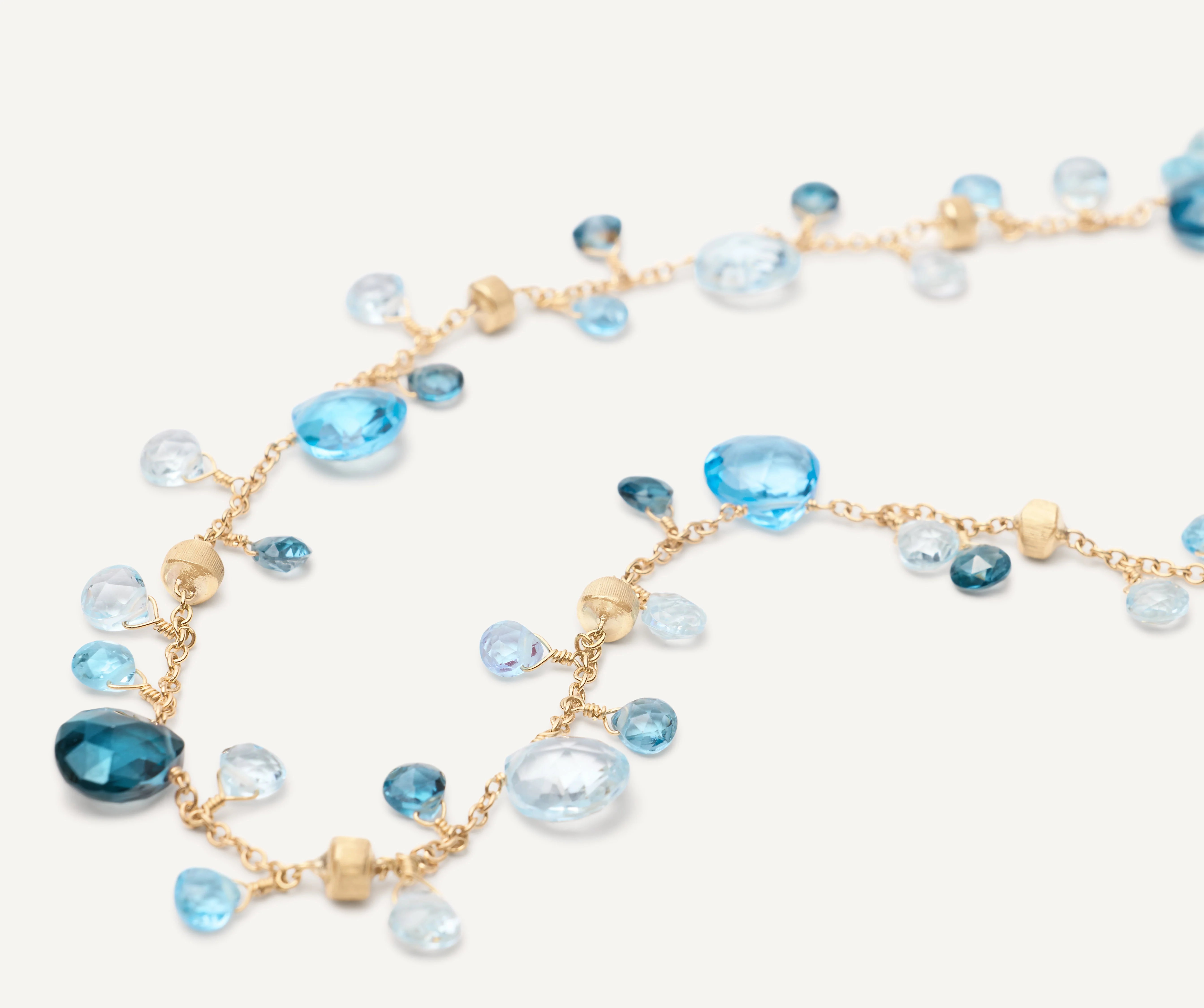 18K Yellow Gold Blue Topaz Necklace, 16.5"-18" - Image 3