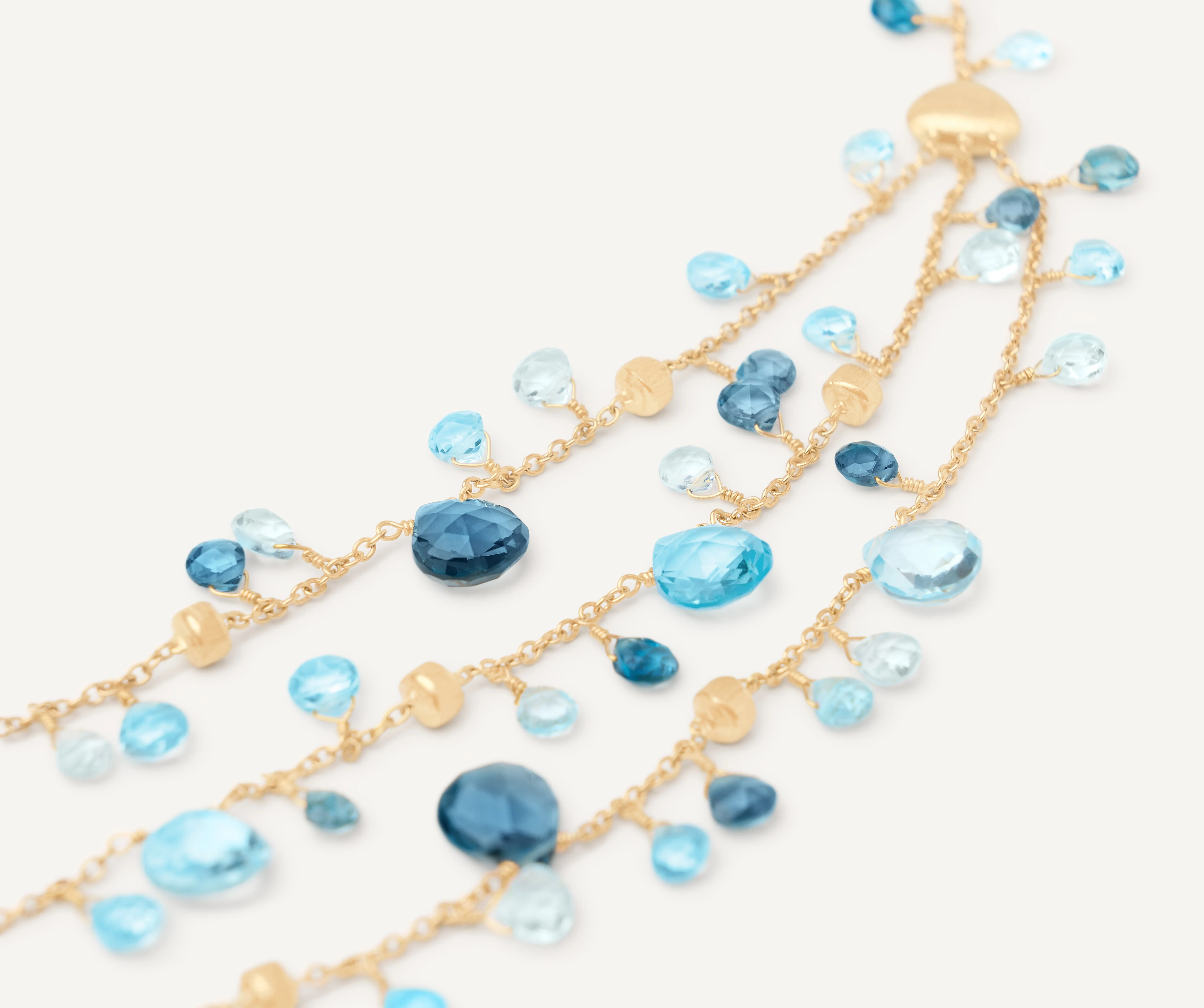 18K Yellow Gold Blue Topaz Three-Strand Necklace, 16.5"-18" - Image 3