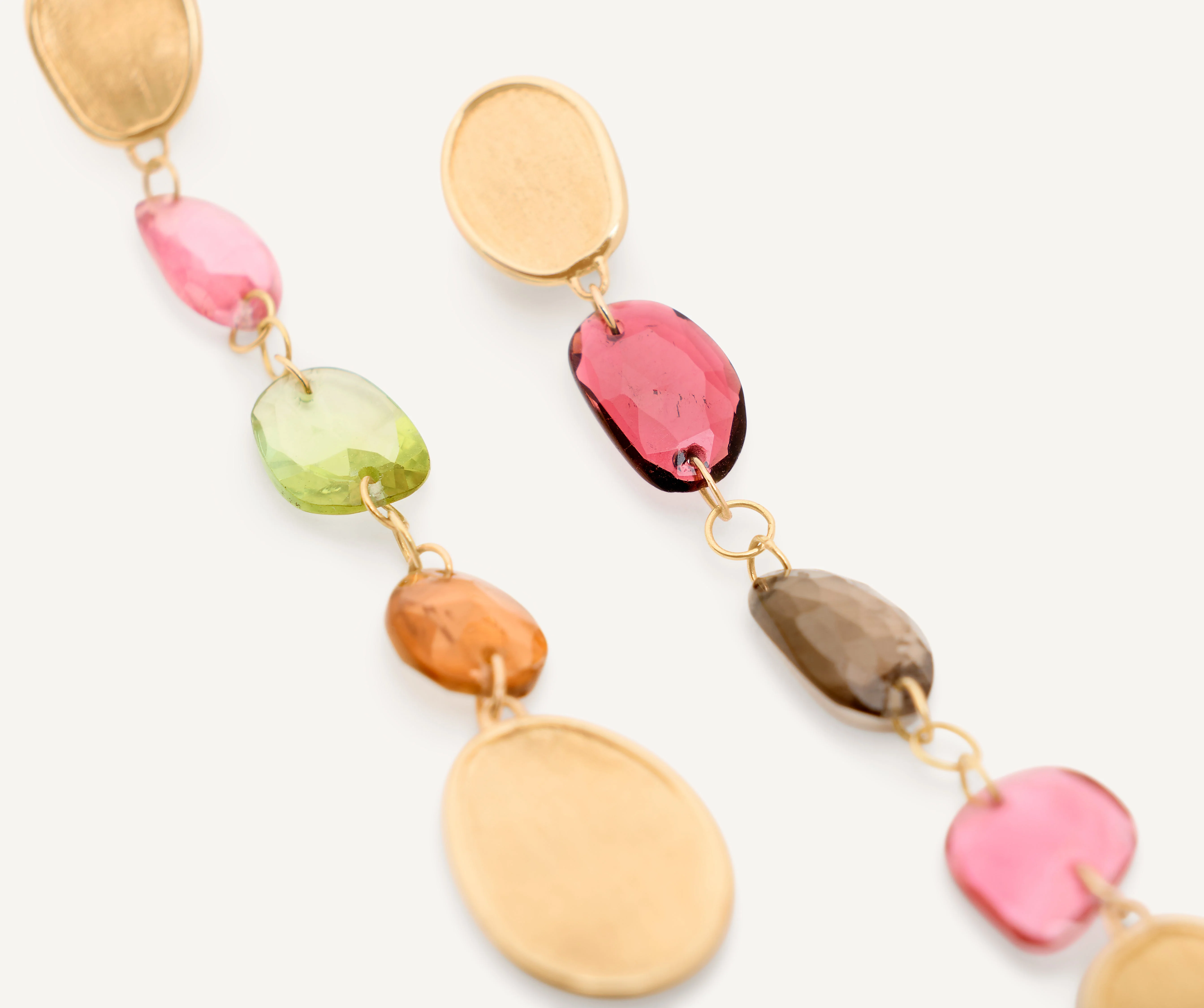 18K Yellow Gold Tourmaline Earrings, 2.4" - Image 3