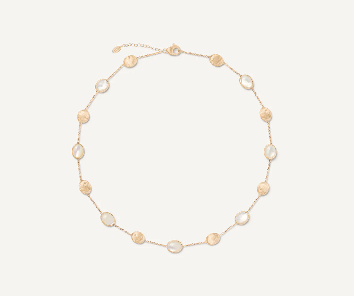 18K Yellow Gold Mother of Pearl Necklace, 16.5"-18"