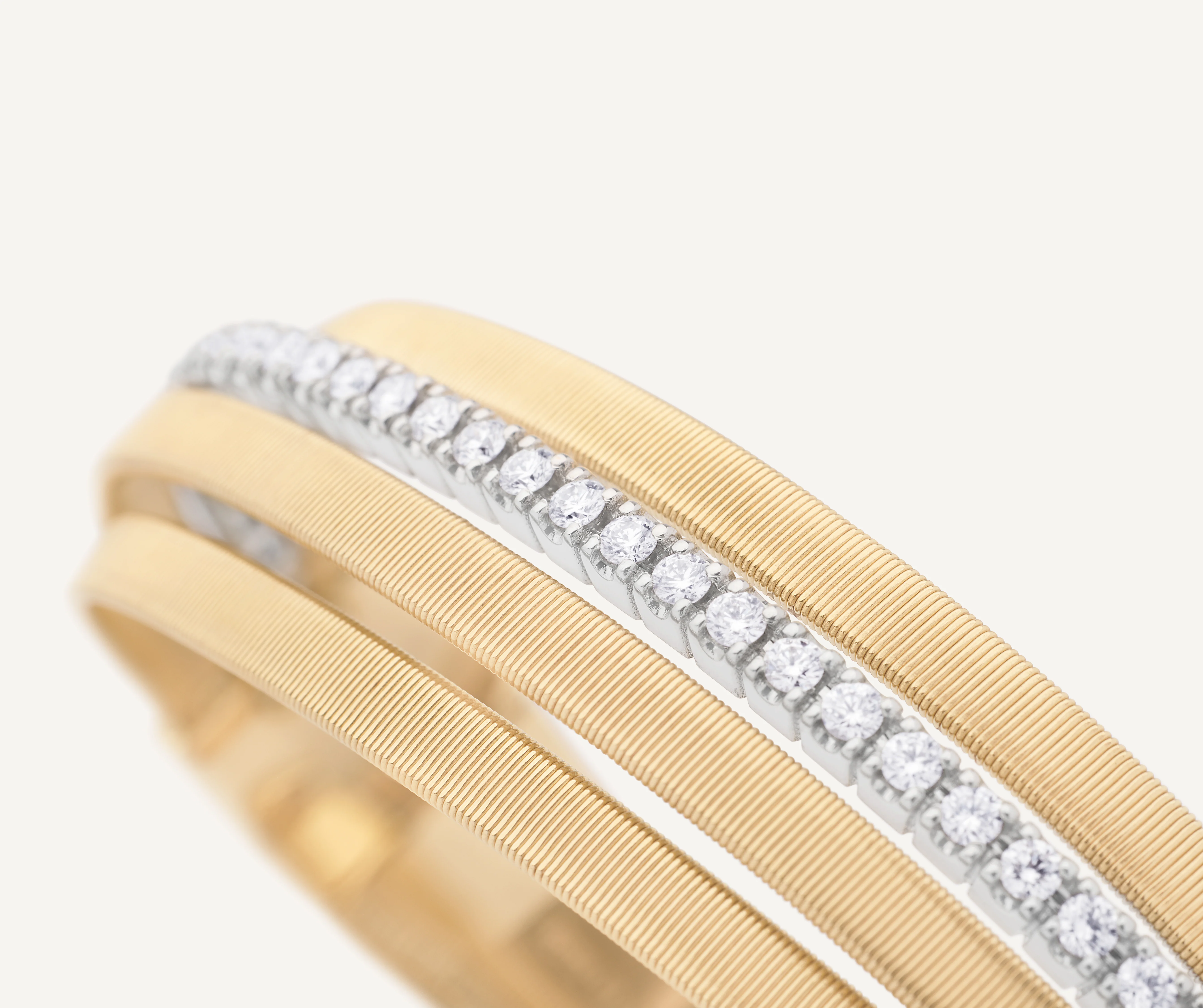 18K Yellow Gold Coil Cuff with One Diamond Band - Image 3