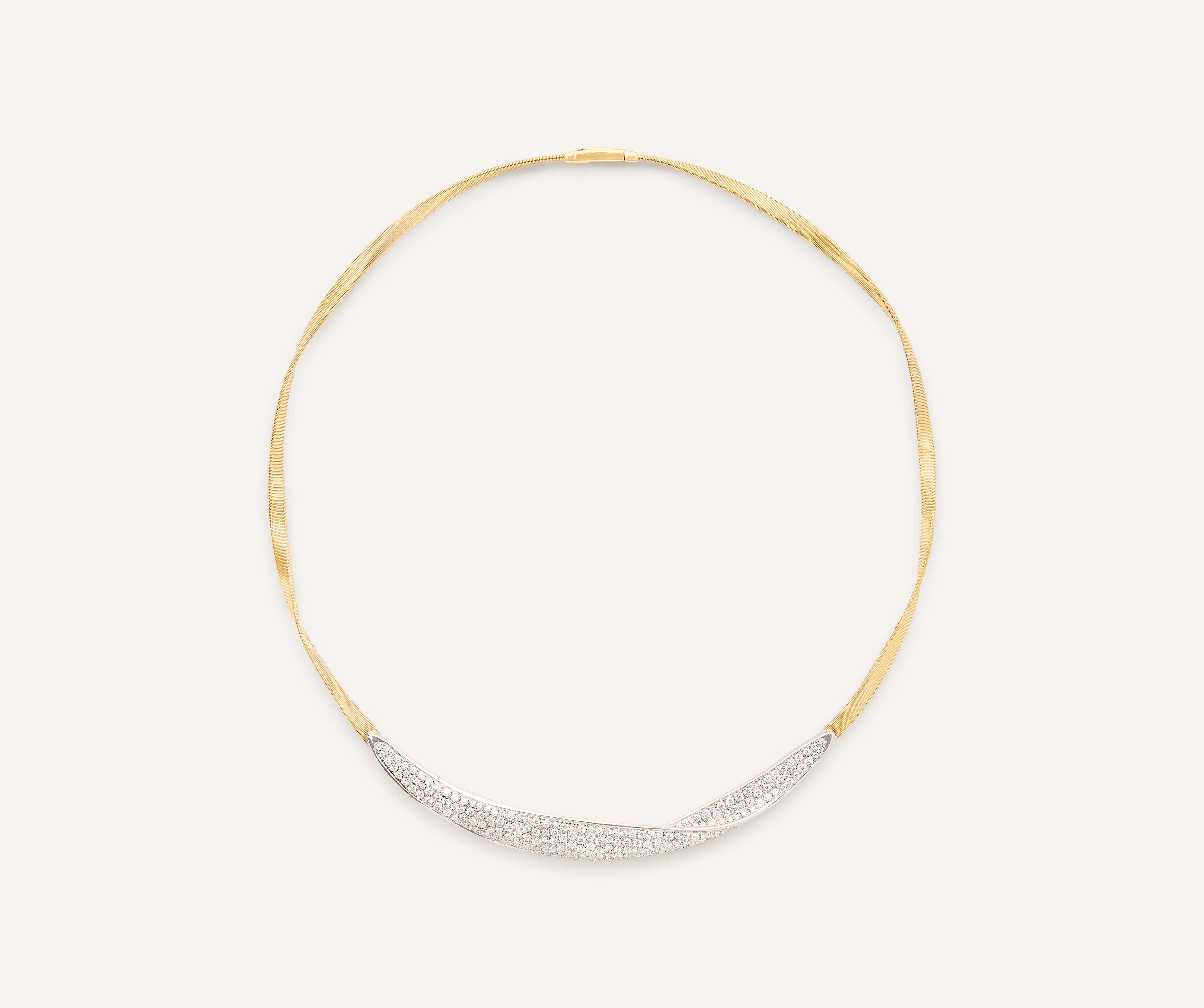 18K Yellow Gold Necklace with Diamond Pavé Crossover, 16.75"