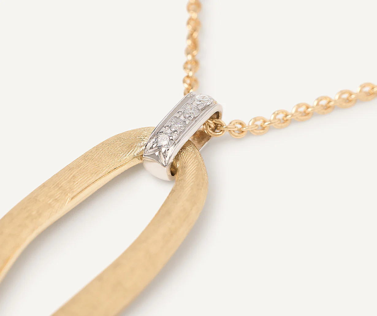 18K Yellow Gold Oval Pendant Necklace with Diamonds, 16.5"-18" - Image 3