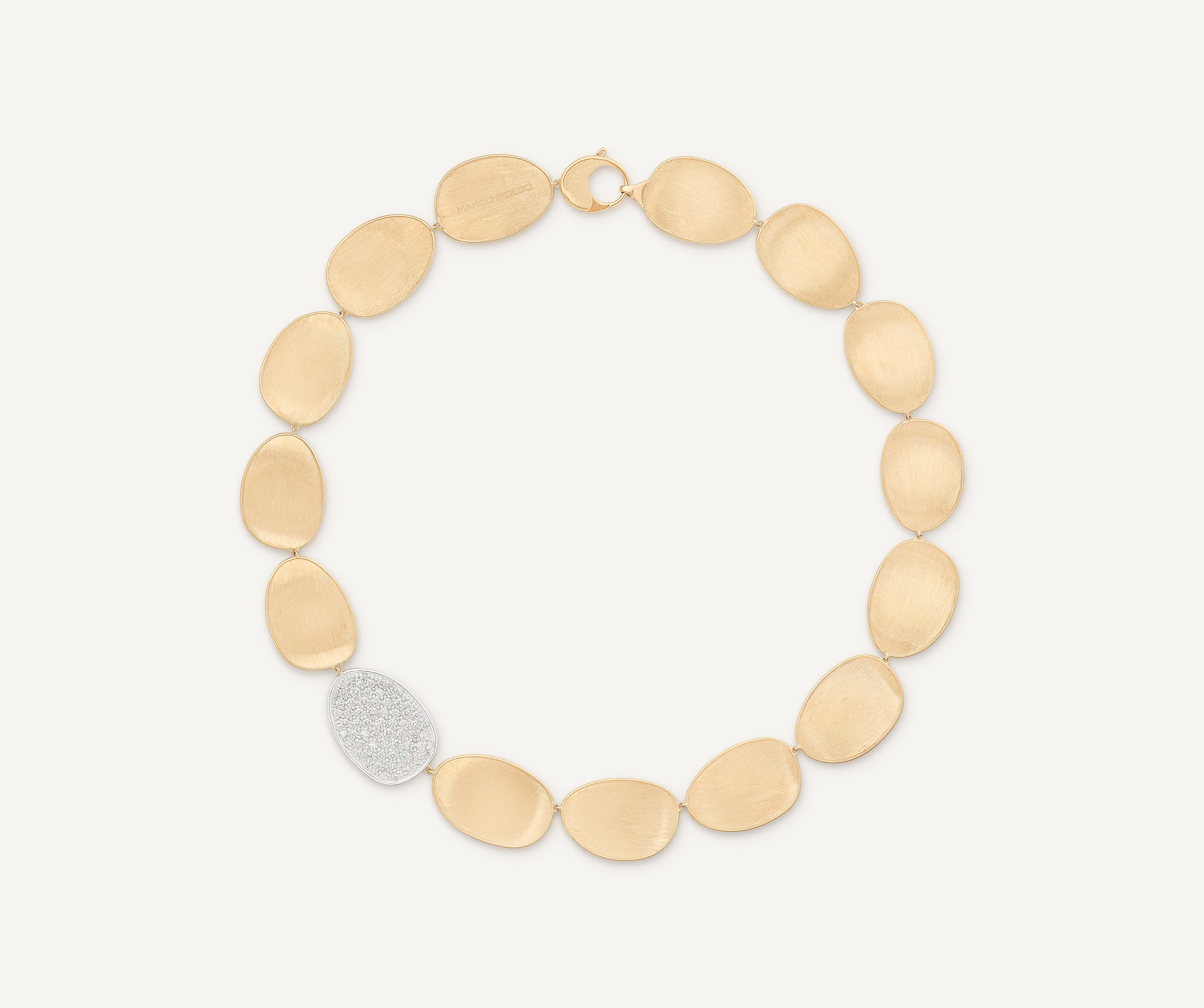 18K Yellow Gold Petal Necklace with Diamonds, 17.25"