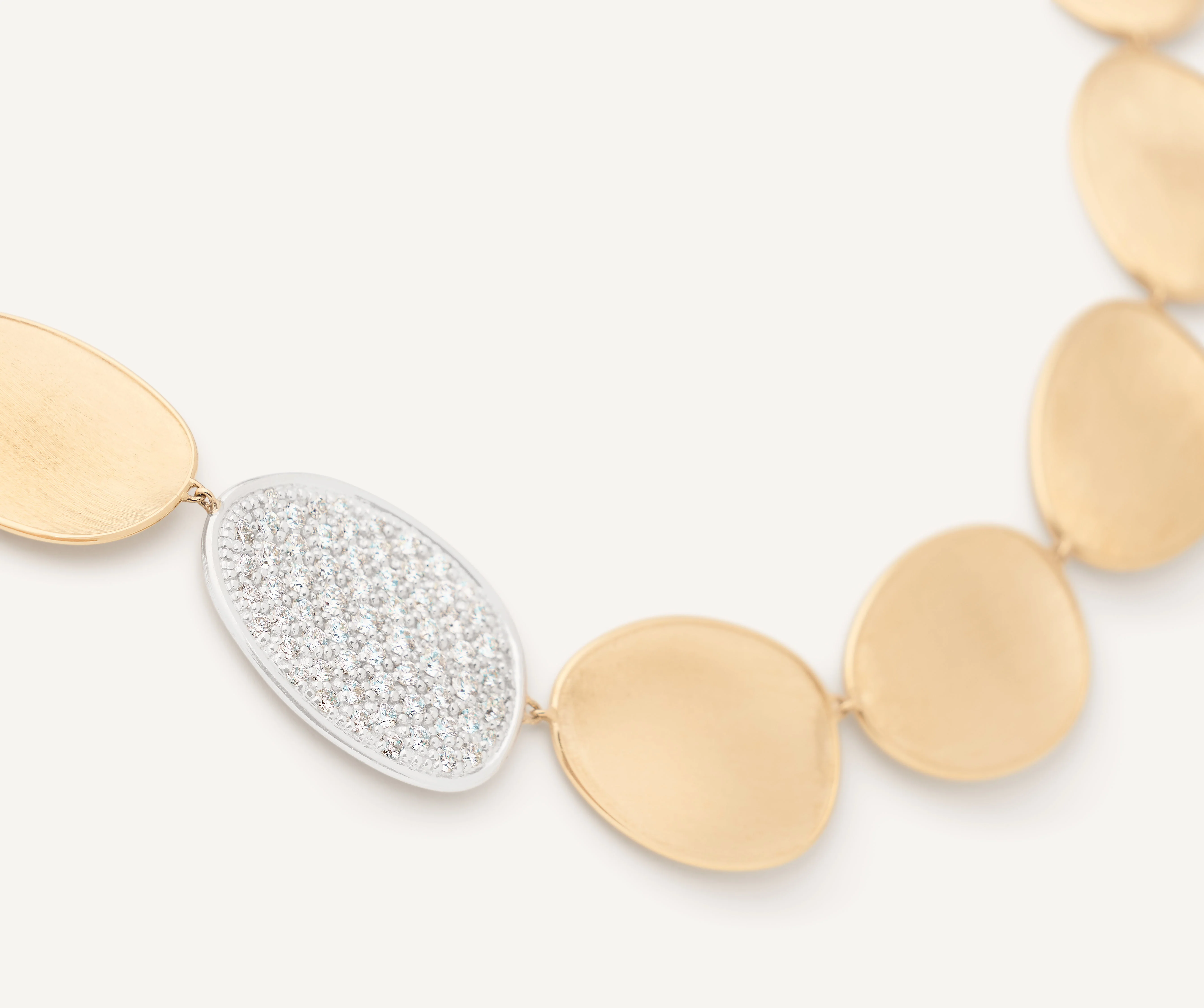 18K Yellow Gold Petal Necklace with Diamonds, 17.25" - Image 3