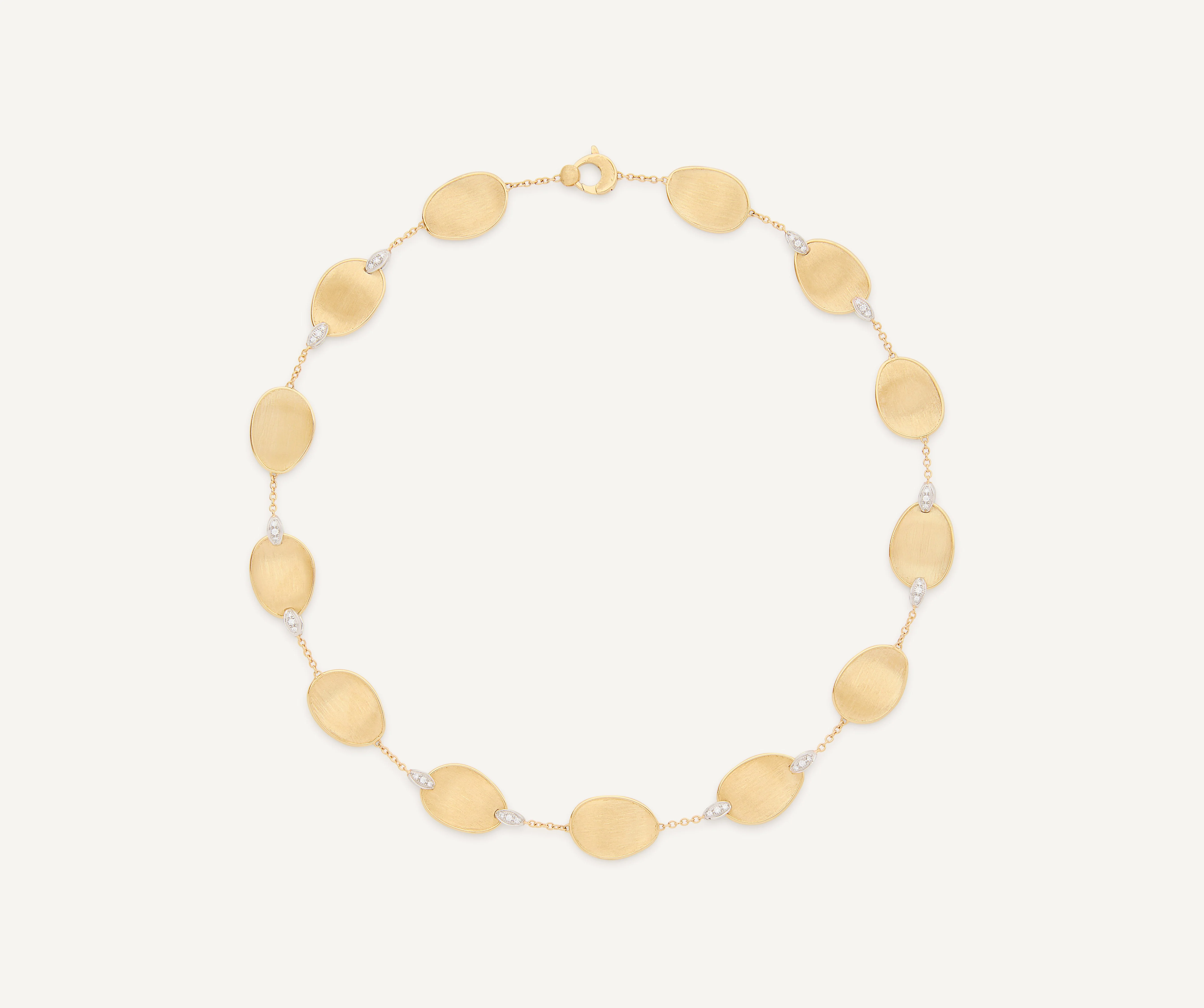 18K Yellow Gold Petal Necklace with Diamonds, 17"