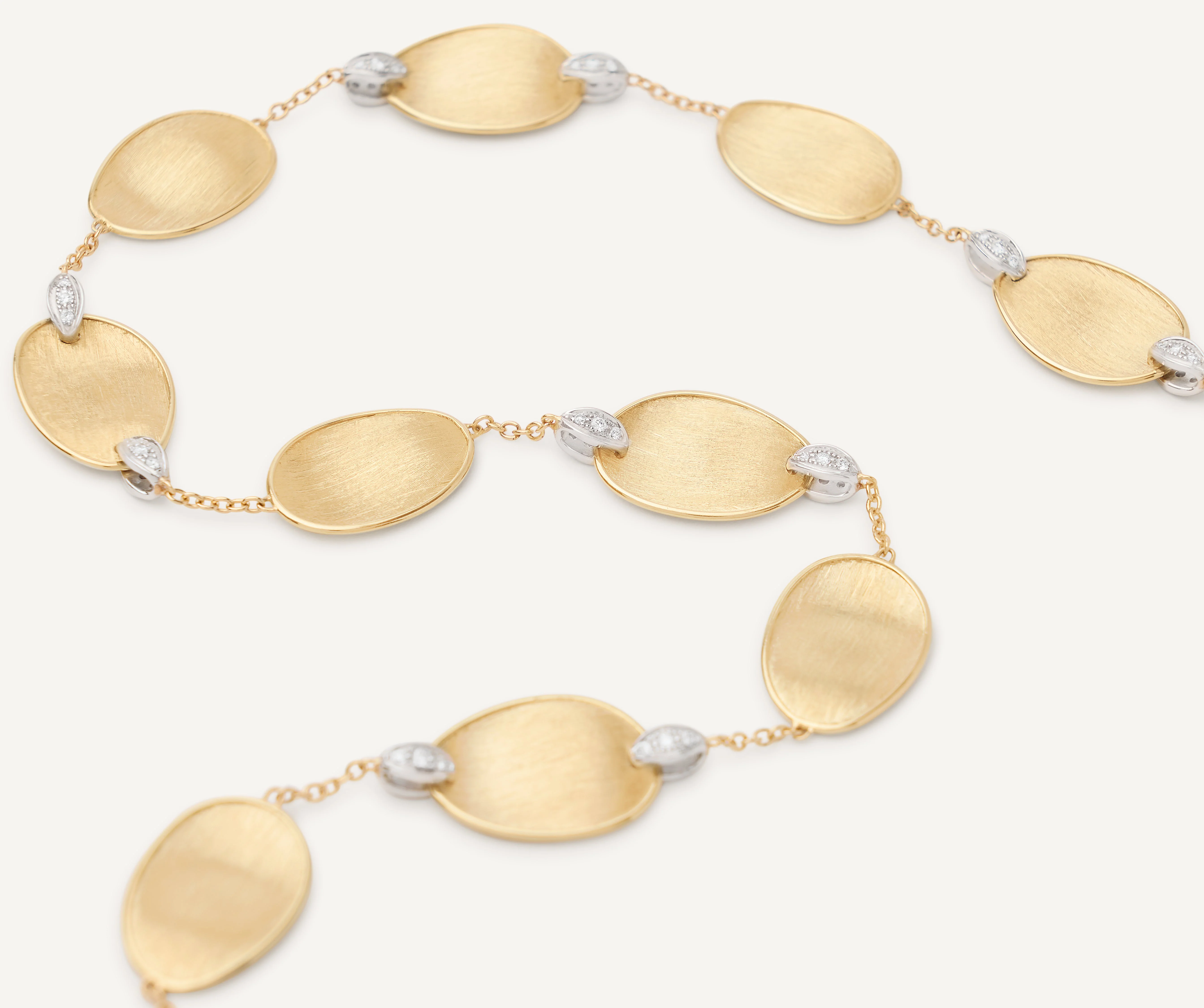 18K Yellow Gold Petal Necklace with Diamonds, 17" - Image 3