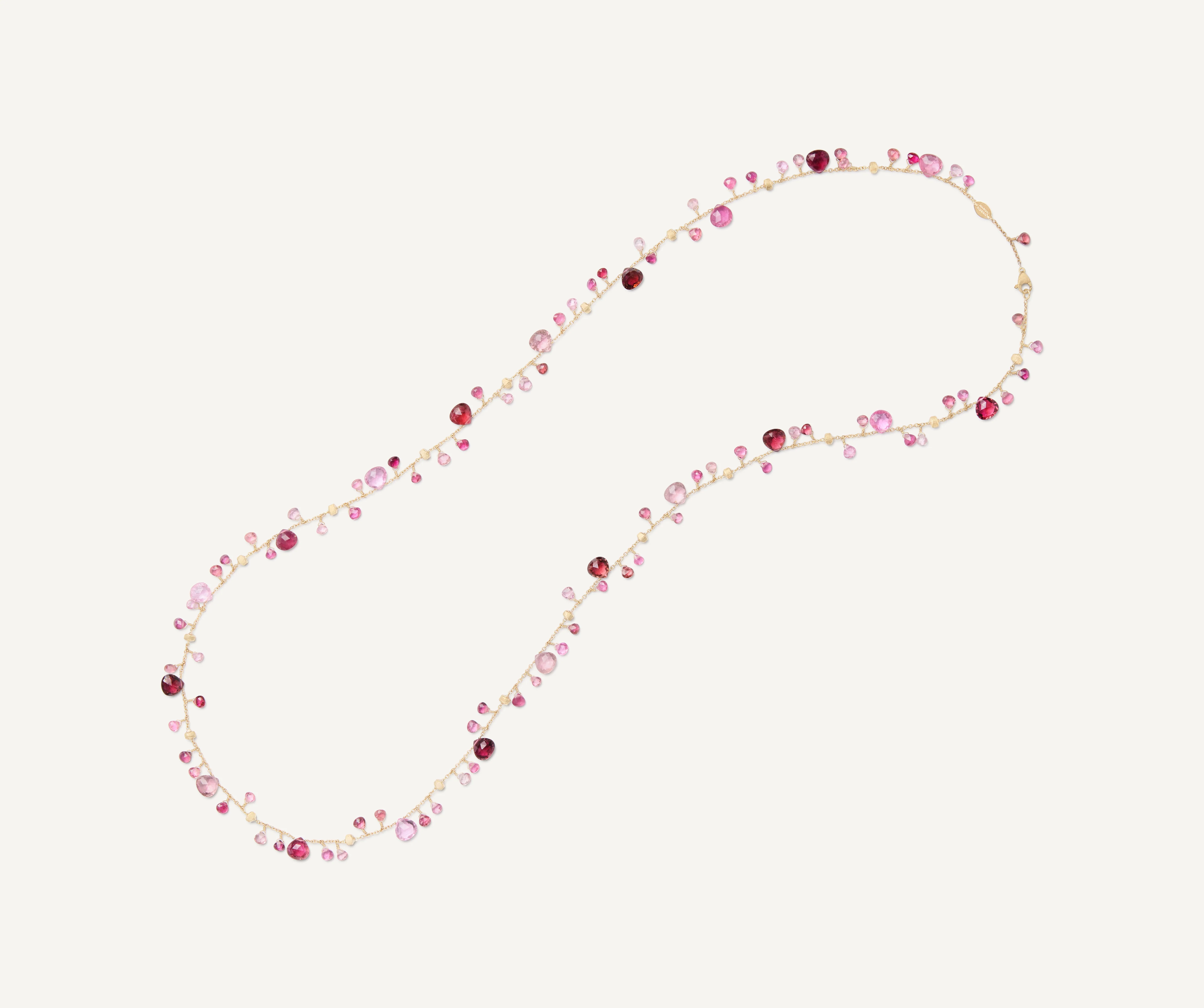 18K Yellow Gold Pink Tourmaline Necklace, 36"